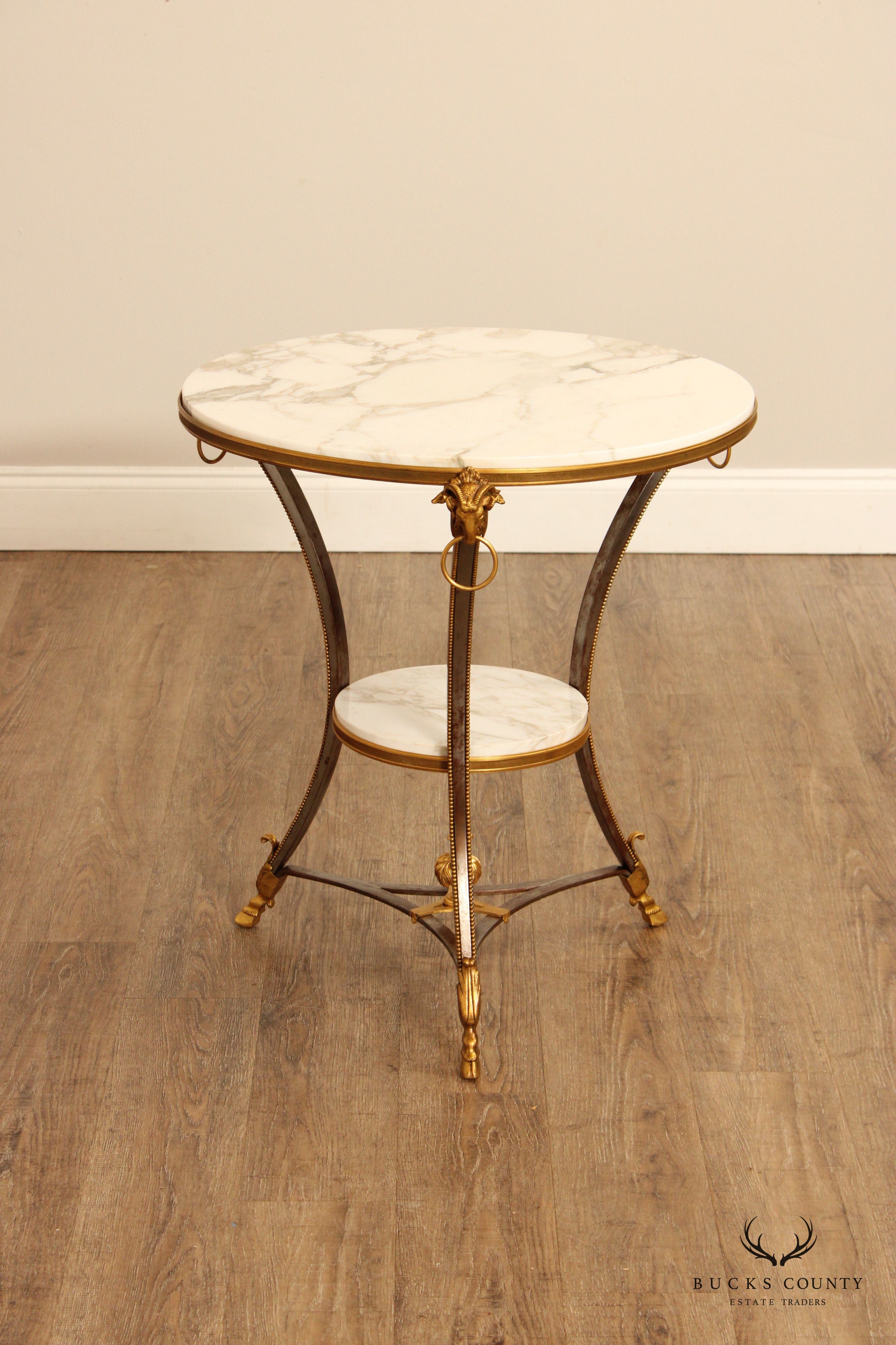 French Louis XVI Style Fine Quality Gilt Bronze Marble Top Gueridon Side Table