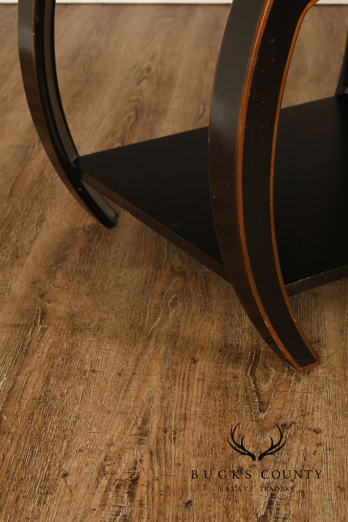 Harden Black Lacquered Chinoiserie Style Side Table With Inlay