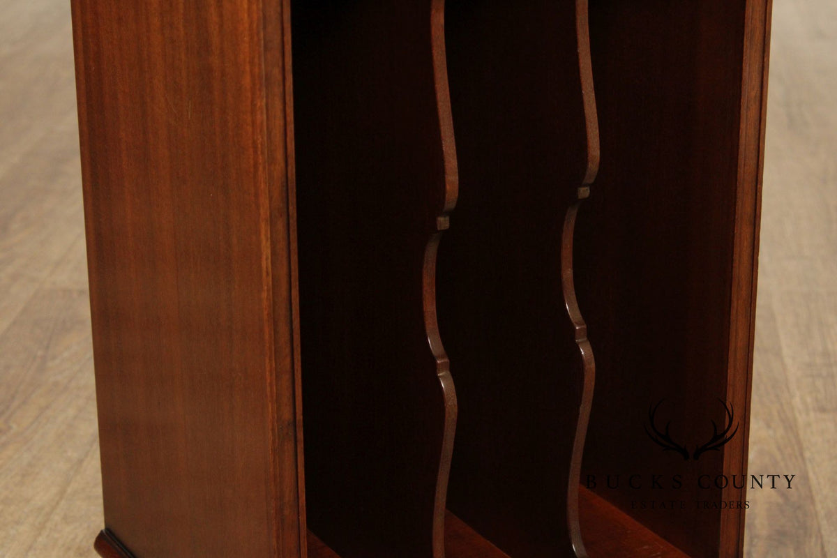 Traditional Style Small Mahogany Ledger Cabinet With Vertical Slots And Single Drawer