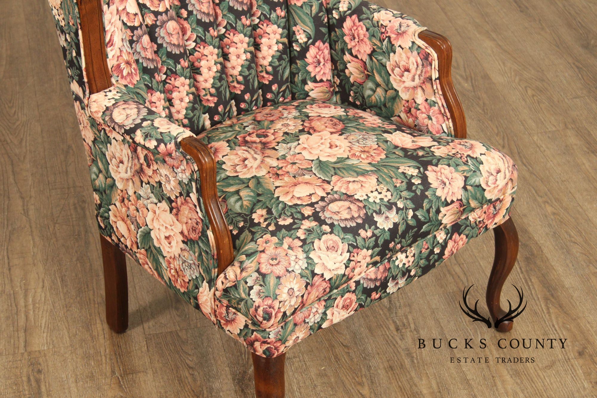 Queen Anne Style Channel Back Armchair