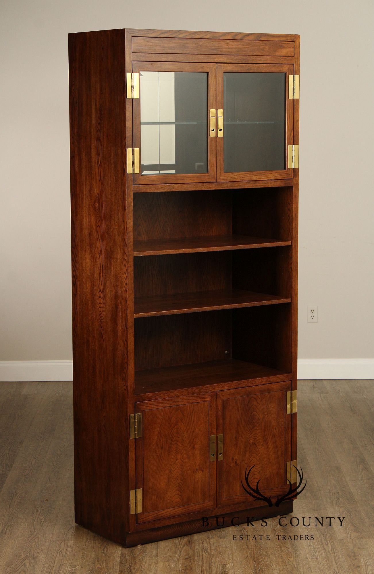 Henredon 'Scene One' Campaign Style Oak Bookcase