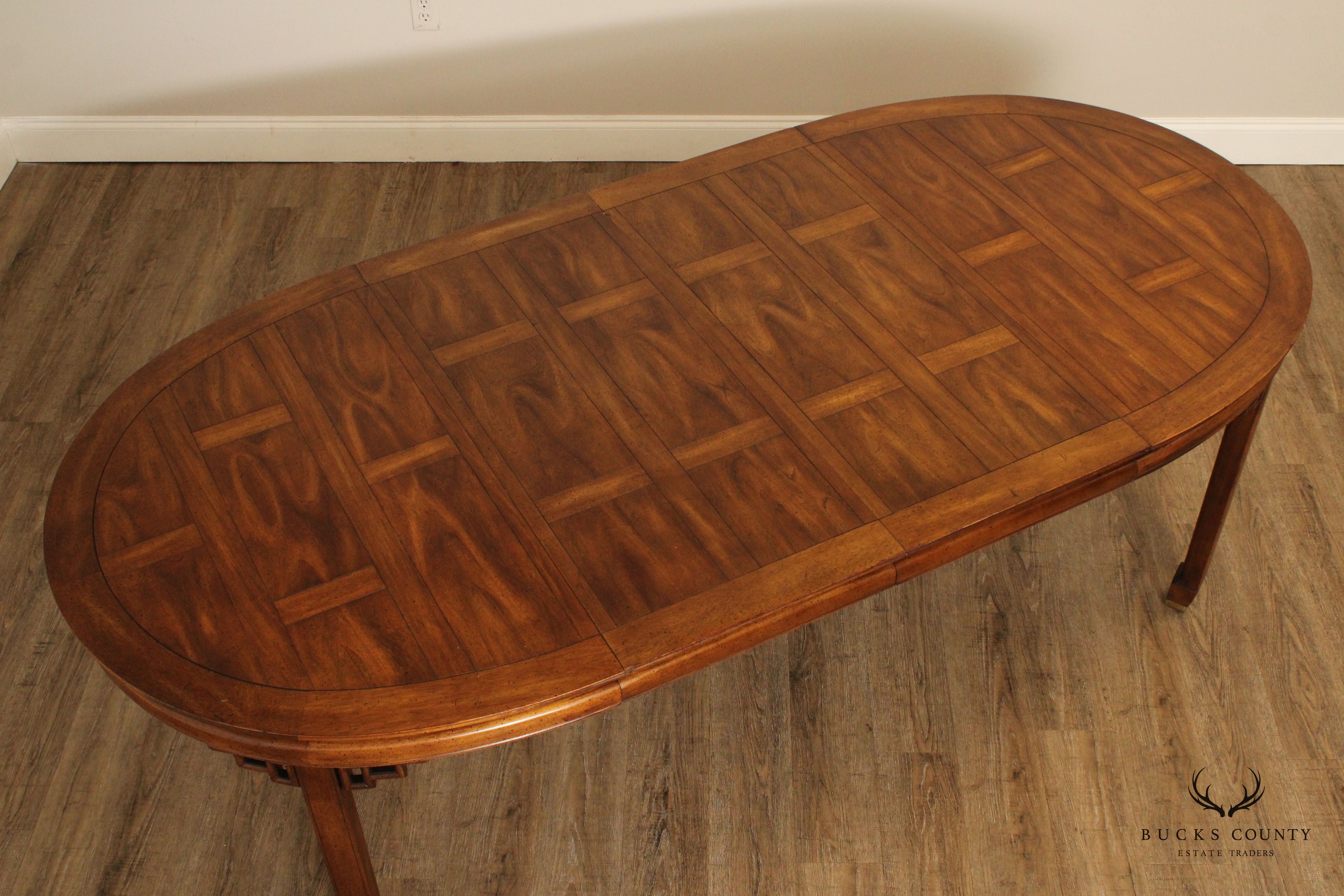 Asian Style Oval Mahogany Extendable Dining Table