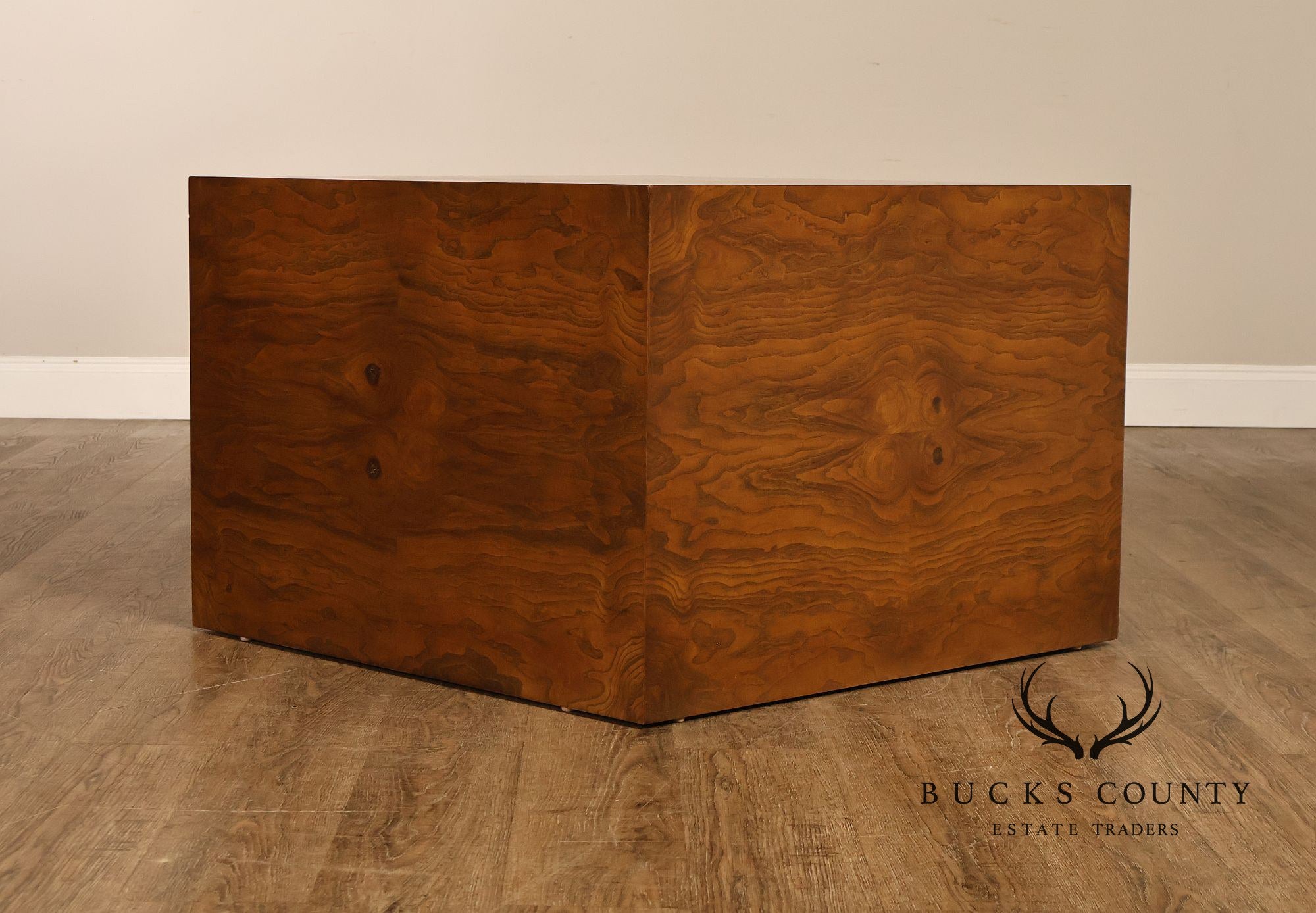 Thayer Coggin Milo Baughman Mid Century Modern Burl Wood Cube Side Table