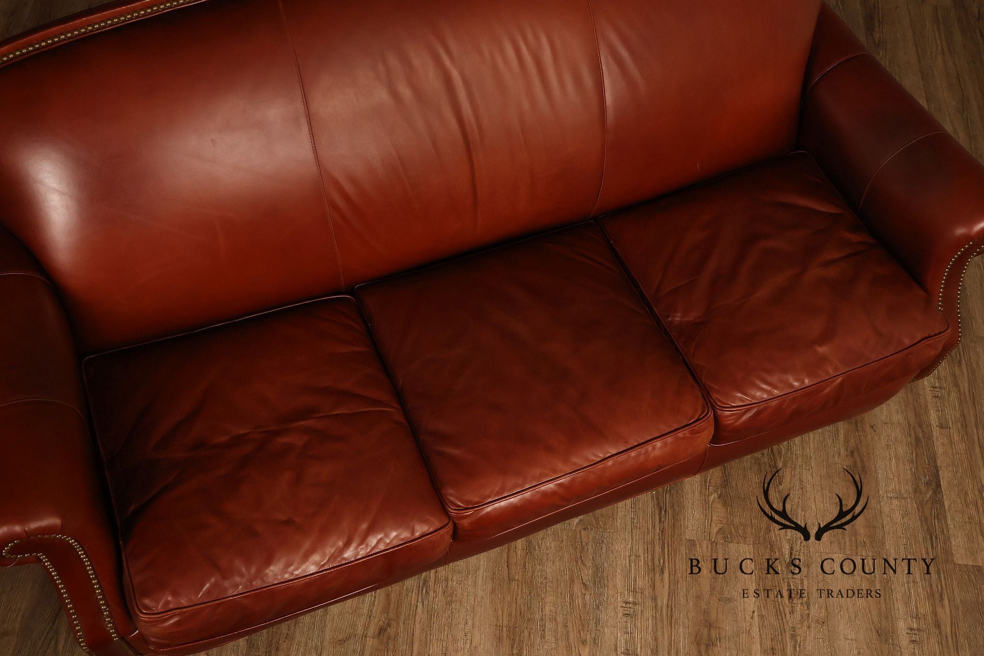 Bradington-Young Traditional Style Leather Three Cushion Sofa