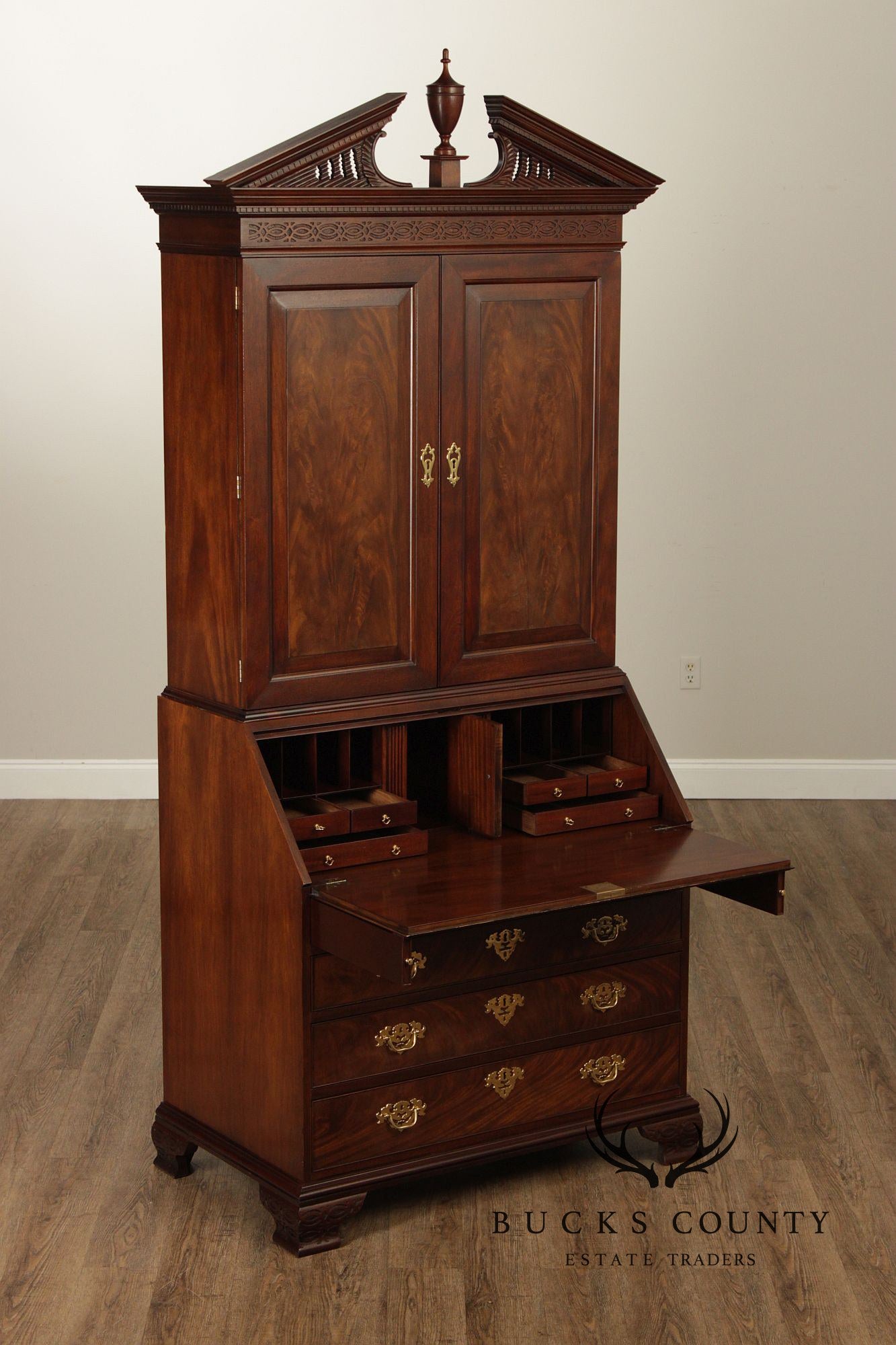 Baker Historic Charleston Collection Chippendale Style Mahogany Secretary Desk