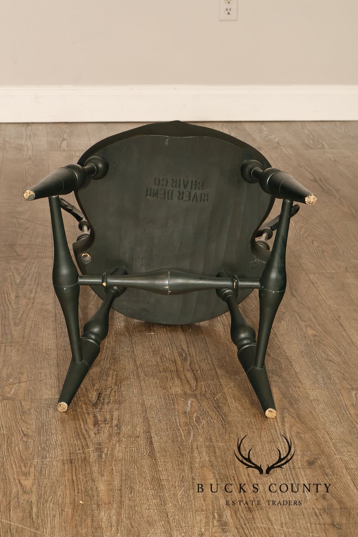 River Bend Chair Co. Set Of Eight Dark Green Painted Comb Back Windsor Dining Chairs