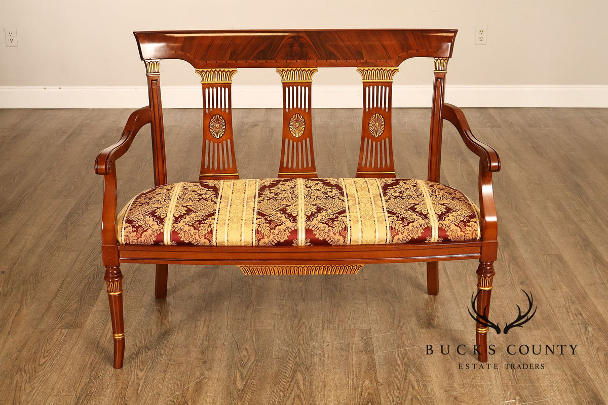 Neoclassical Style Mahogany And Gilt Upholstered Settee