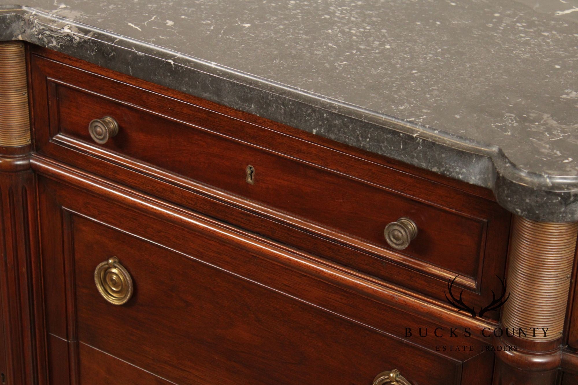 Regency Style Marble Top Mahogany Sideboard