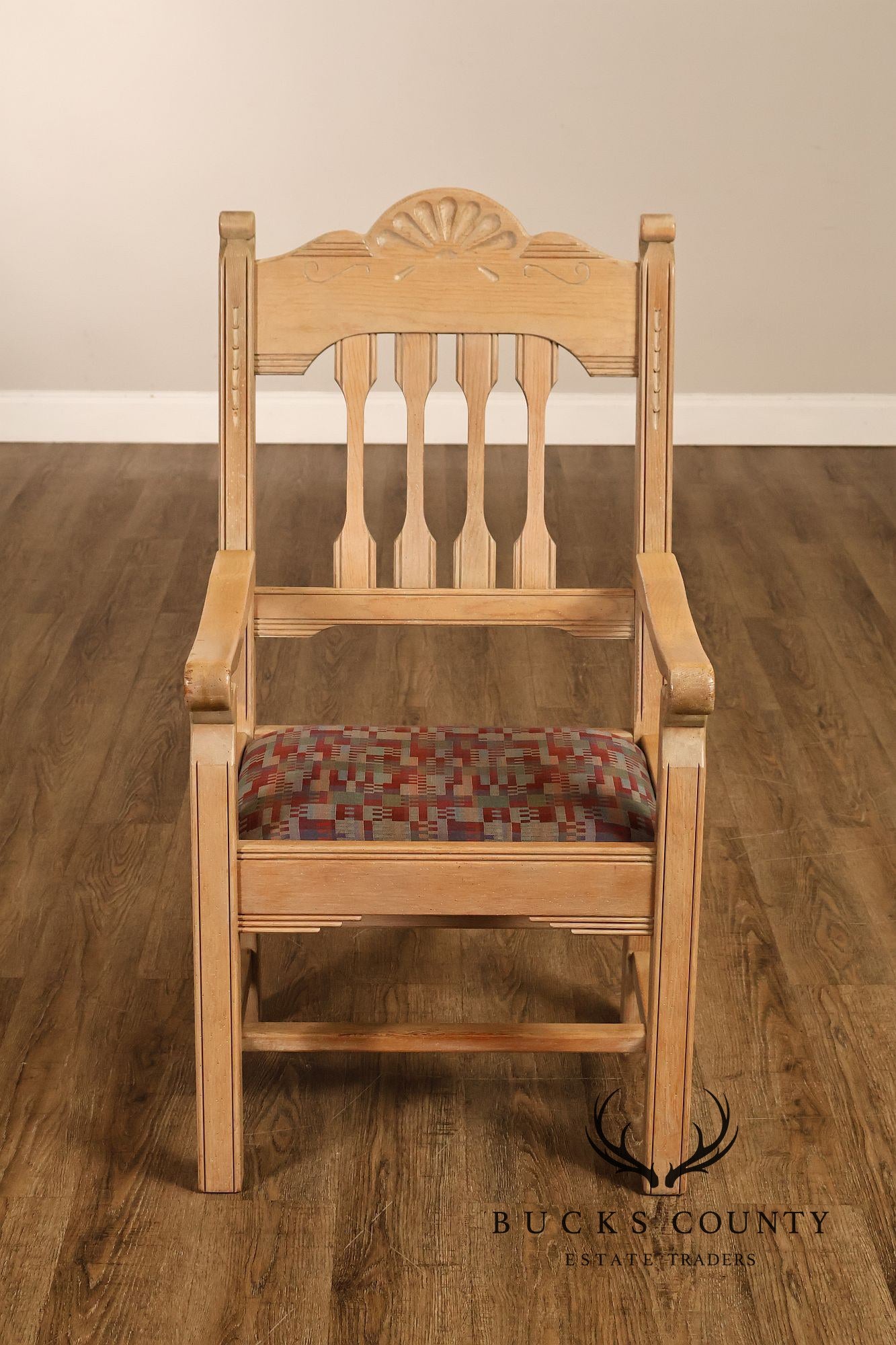 Southwest Style Vintage Set of Six Carved Pine Dining Chairs