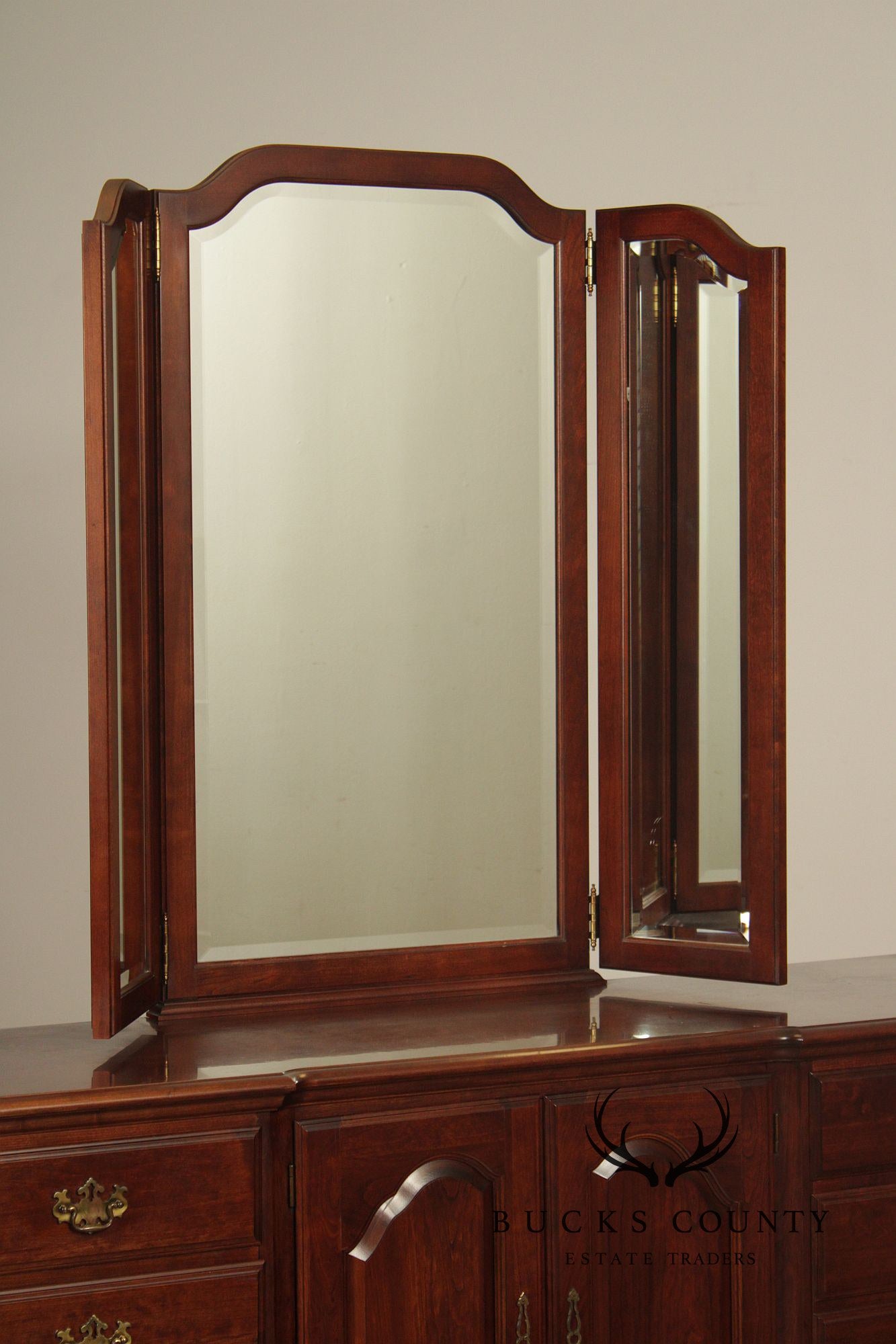 Pennsylvania House Chippendale Style Cherry Long Dresser with Mirror