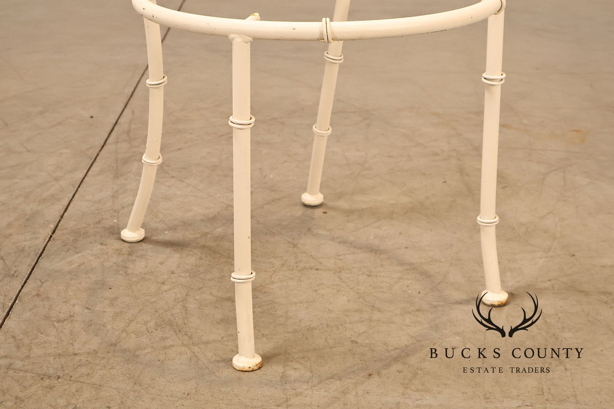 Vintage White Painted Wrought Iron Outdoor Chair Frame