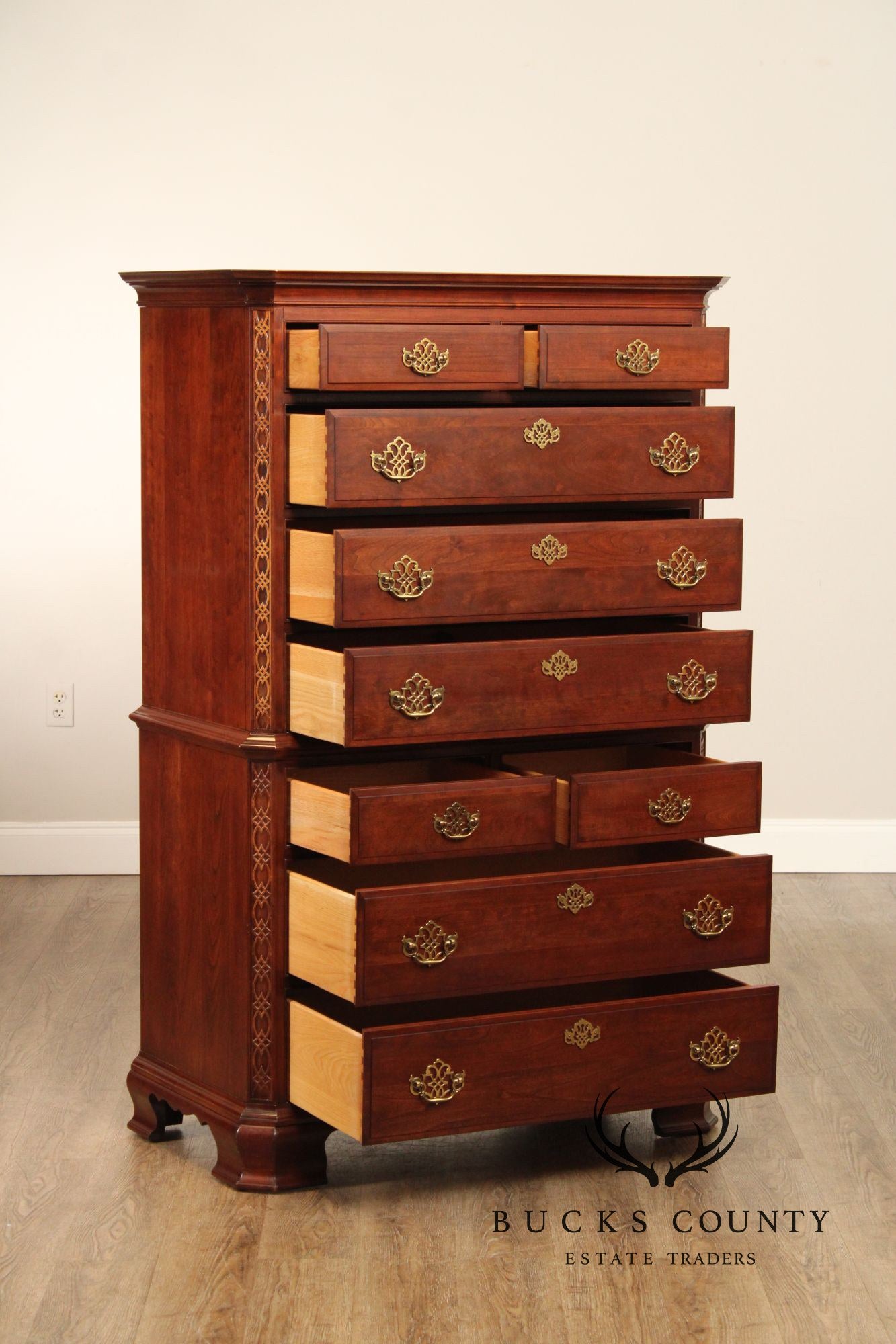 Pennsylvania House Chippendale Style Cherry Chest on Chest