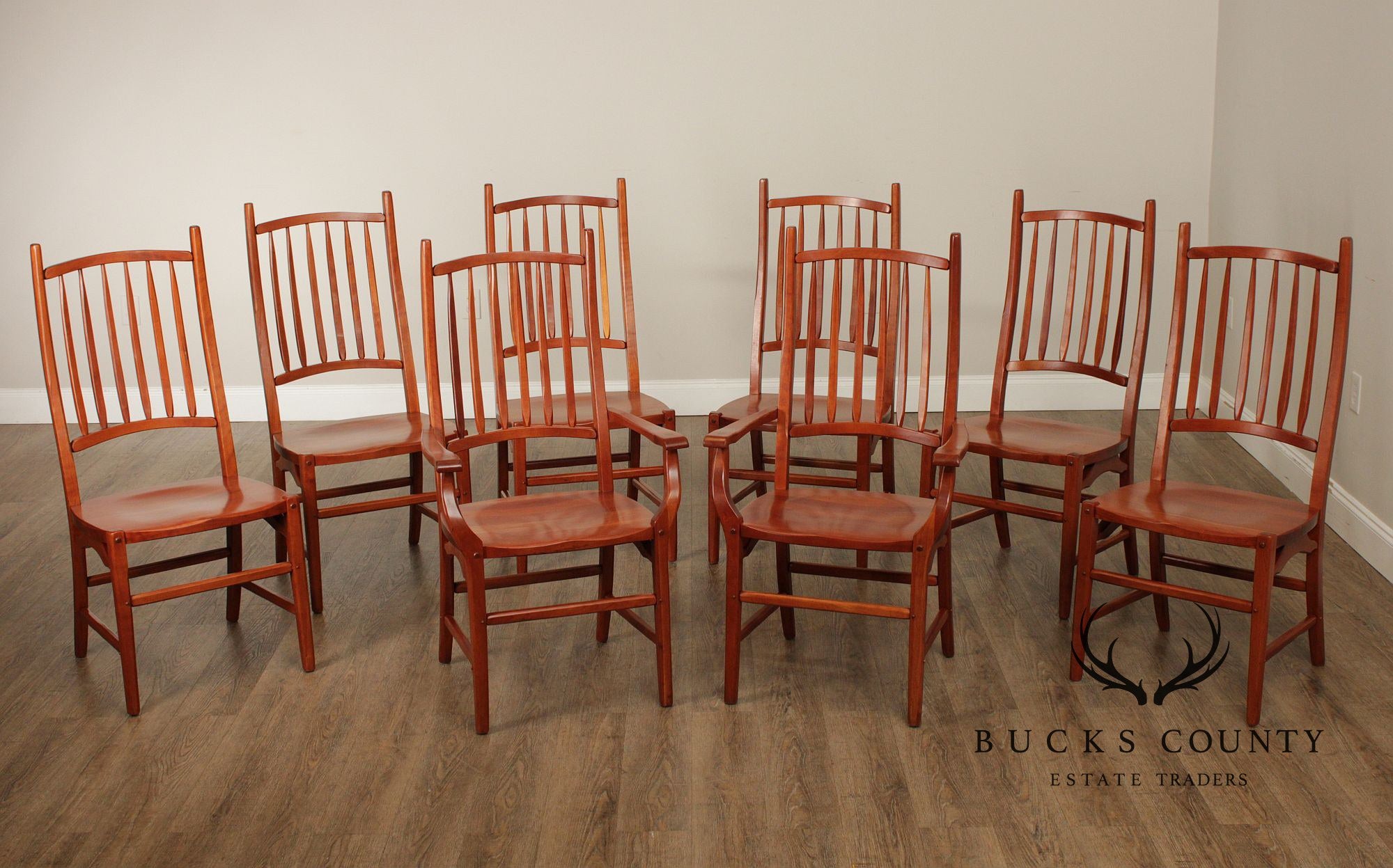 Hunt Country Furniture Set of Eight Solid Cherry 'Squire' Dining Chairs