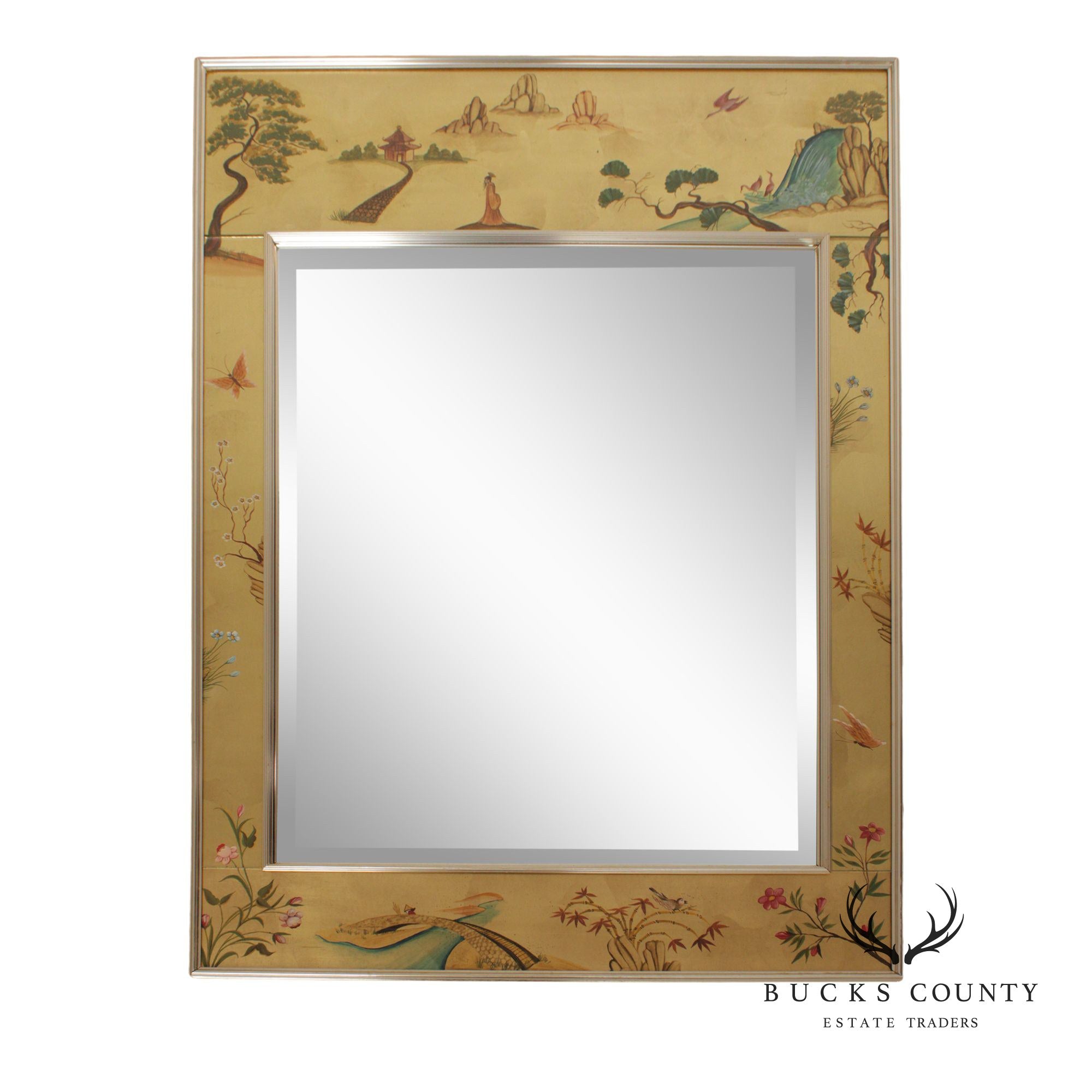 LaBarge Chinoiserie Decorated Large Mirror