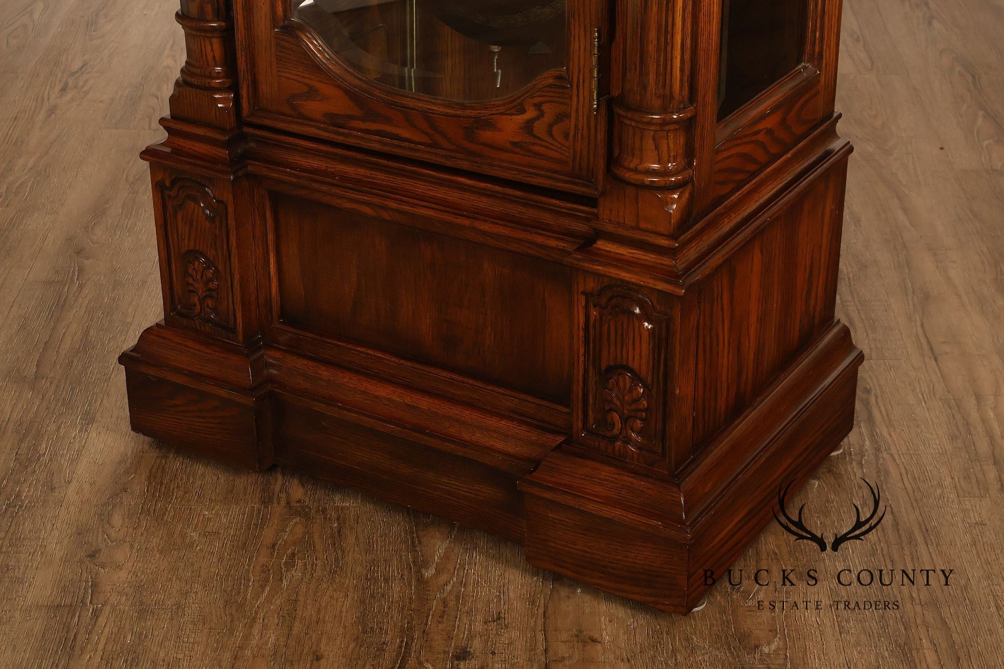 Sligh Traditional Oak Triple Chime Grandfather Clock With Moon Phase Dial