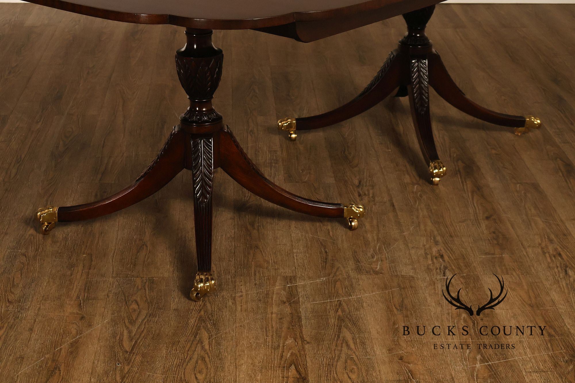 Kindel Georgian Style Double Pedestal Mahogany Dining Table