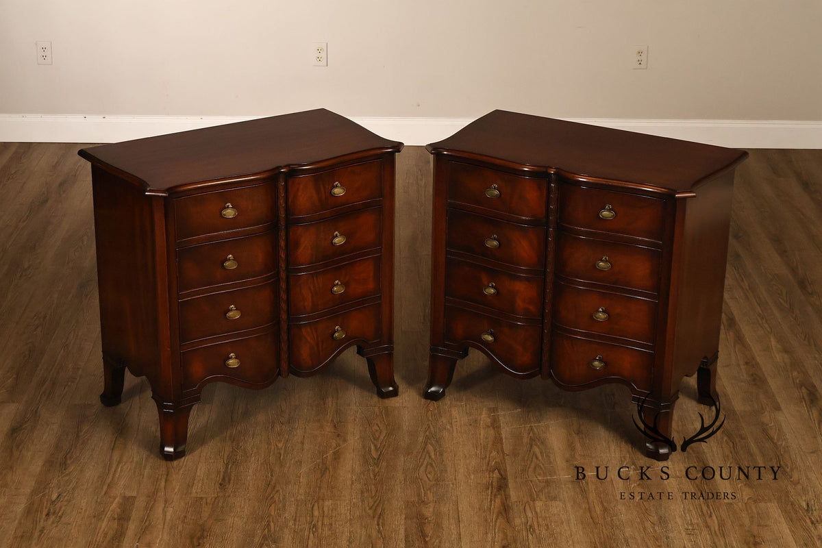 Traditional Mahogany Pair Of  Bow Front Two Drawer And Two Door Cabinets