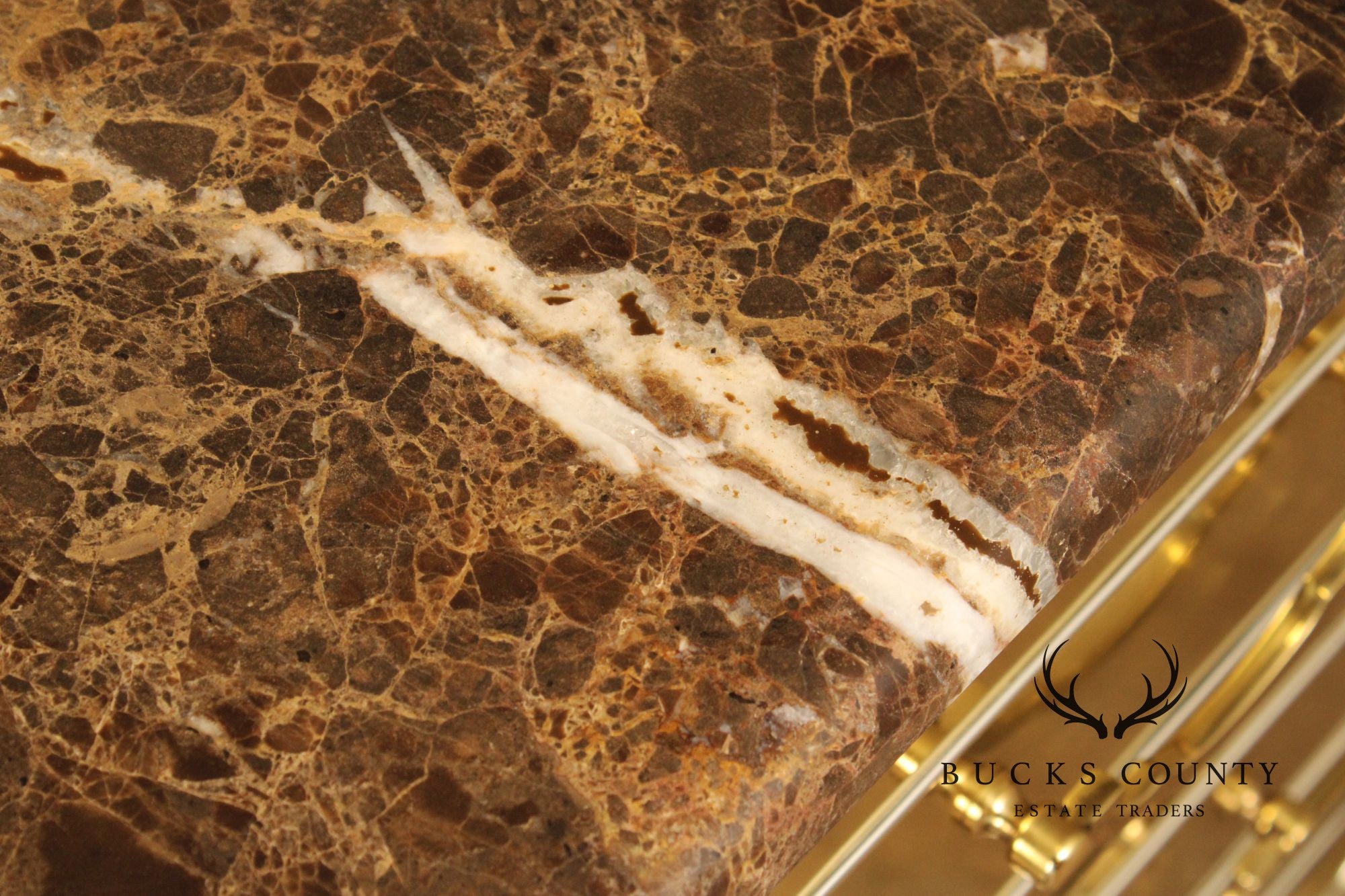 Harden Hollywood Regency Marble Top Brass Chest of Drawers