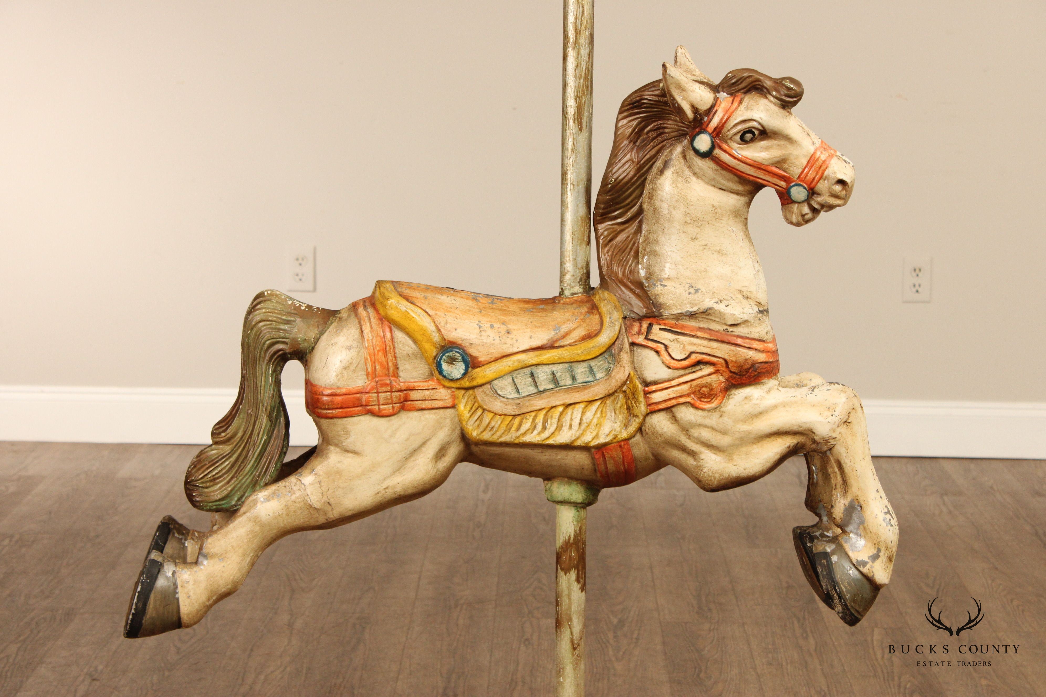 Vintage Painted Cast Aluminum Carousel Horse