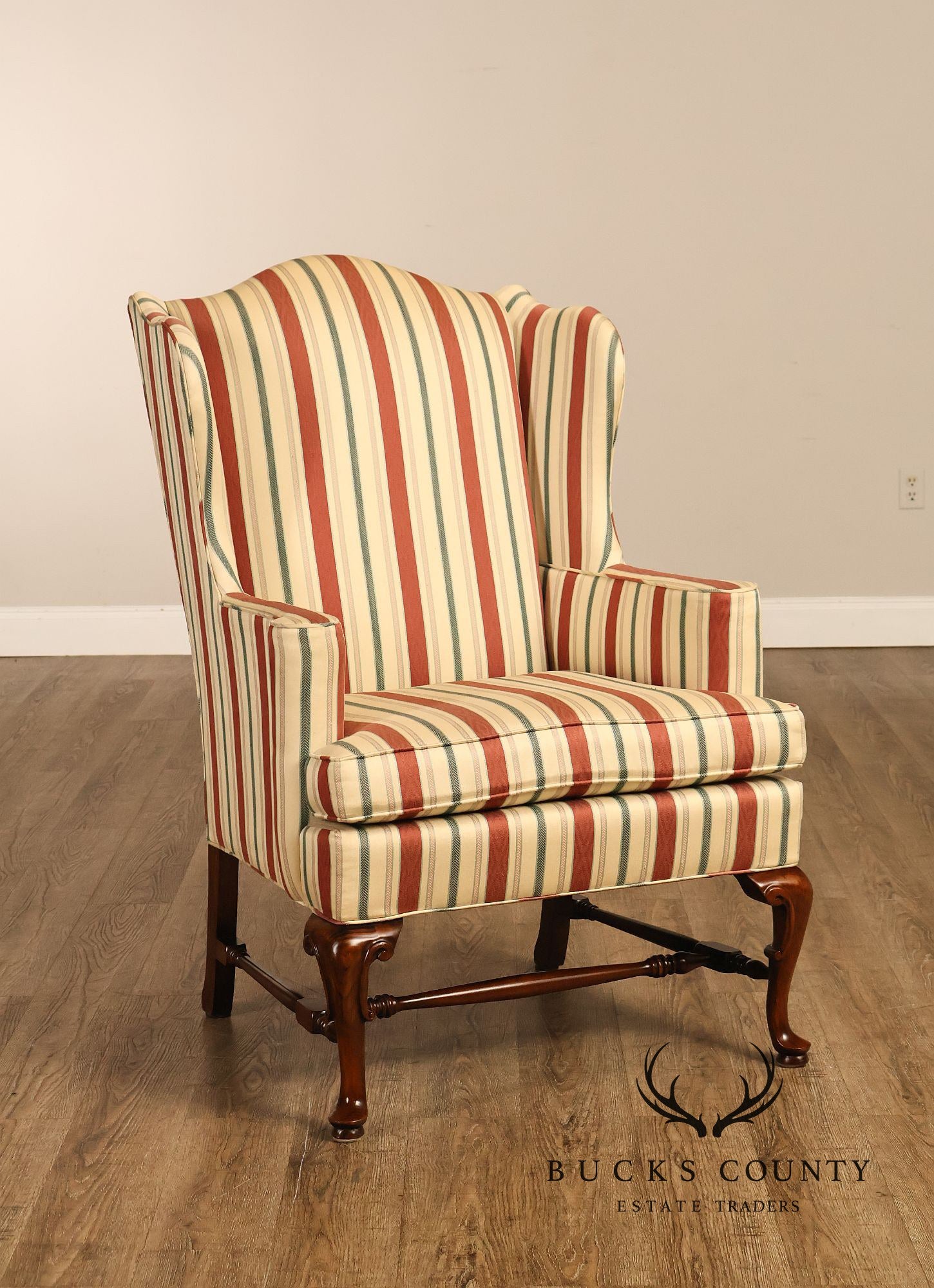 Gilliam Traditional Chippendale Style Pair Of Upholstered Wingback Armchairs