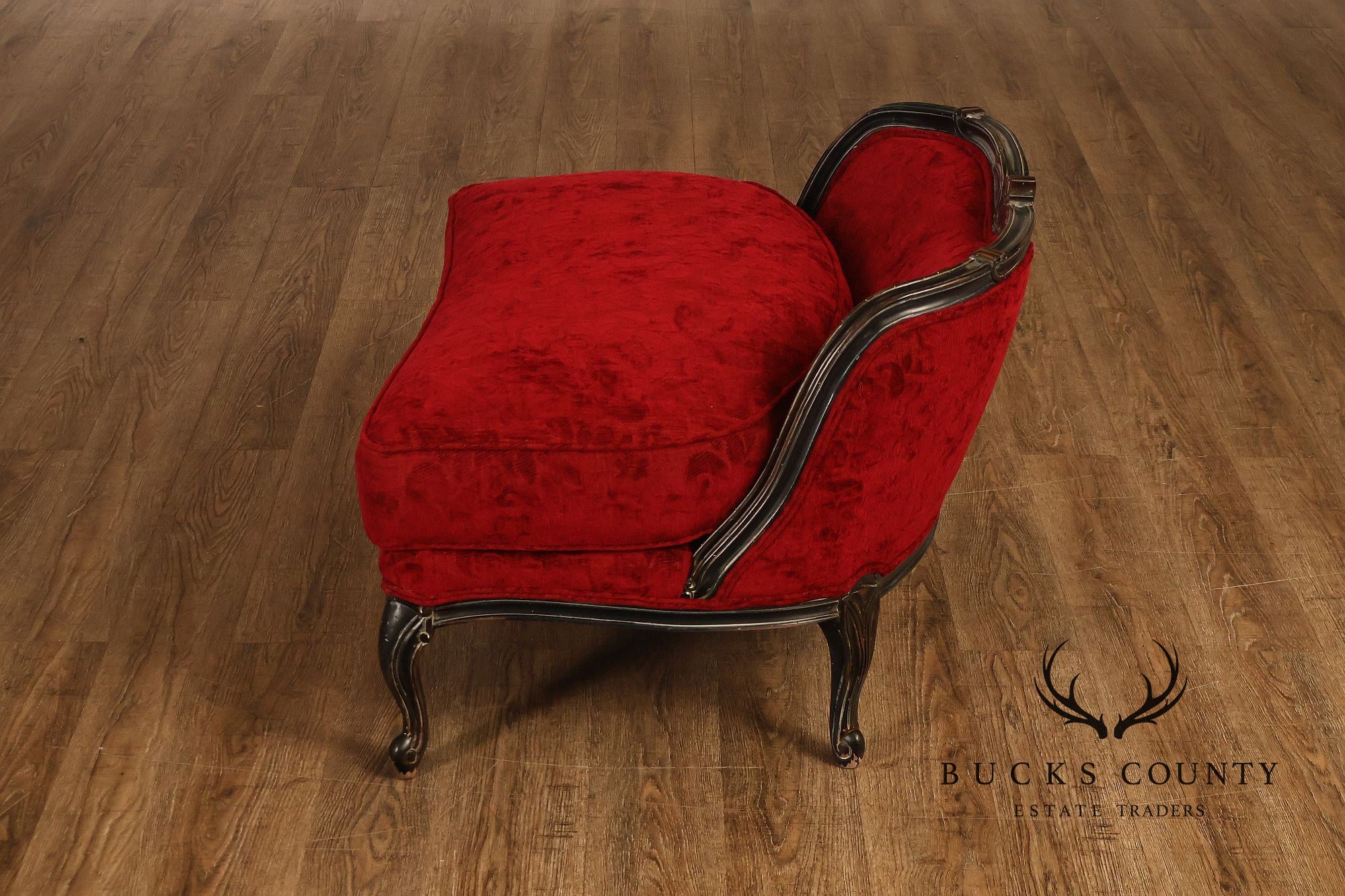 Henredon Louis XV Style Pair Of Red Upholstered Bergère Lounge Chairs