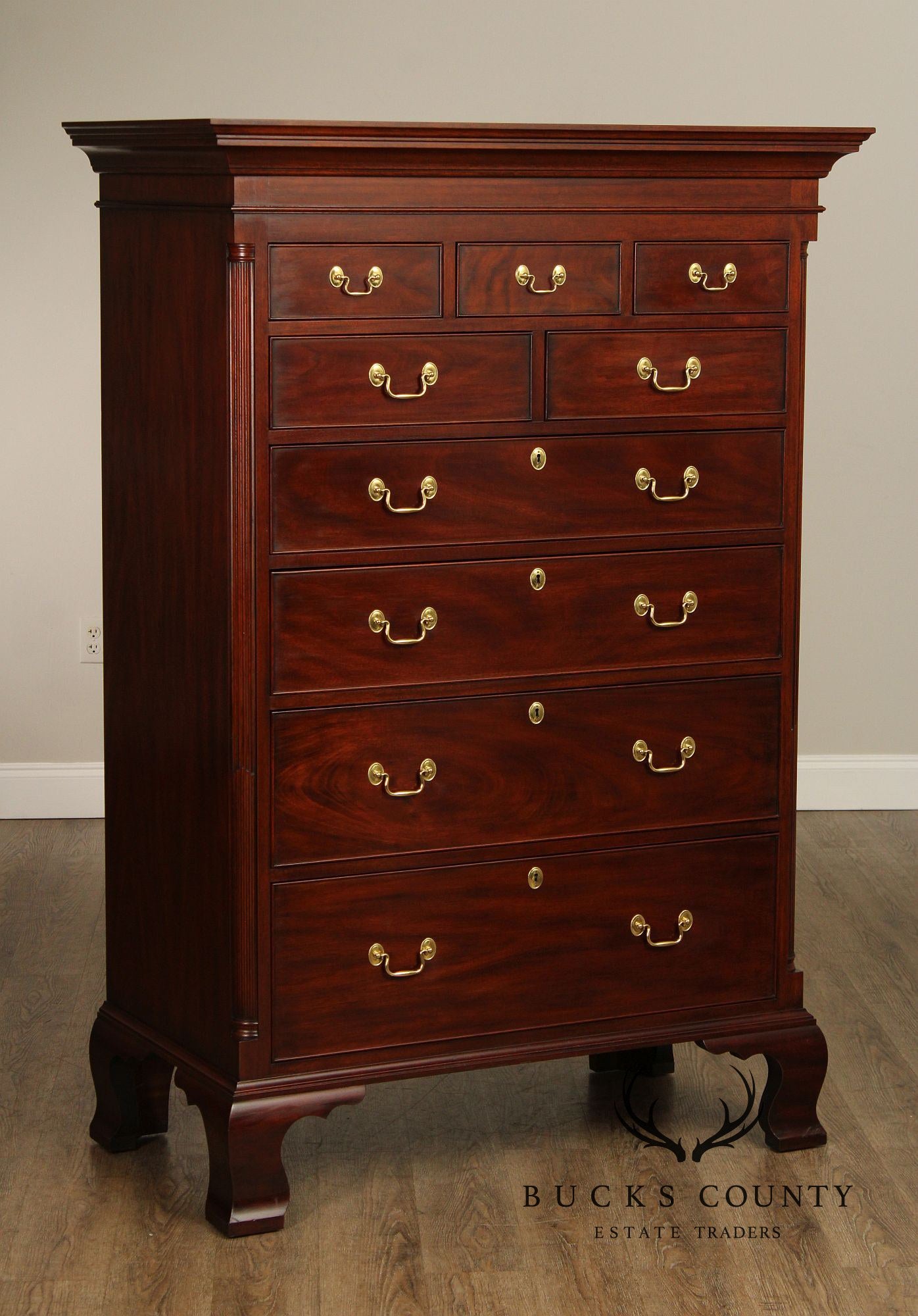 Henkel Harris Chippendale Style Mahogany New Market Tall Chest