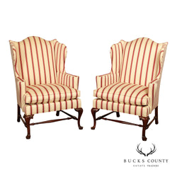 Southwood Queen Anne Style Pair of Mahogany Wing Chairs