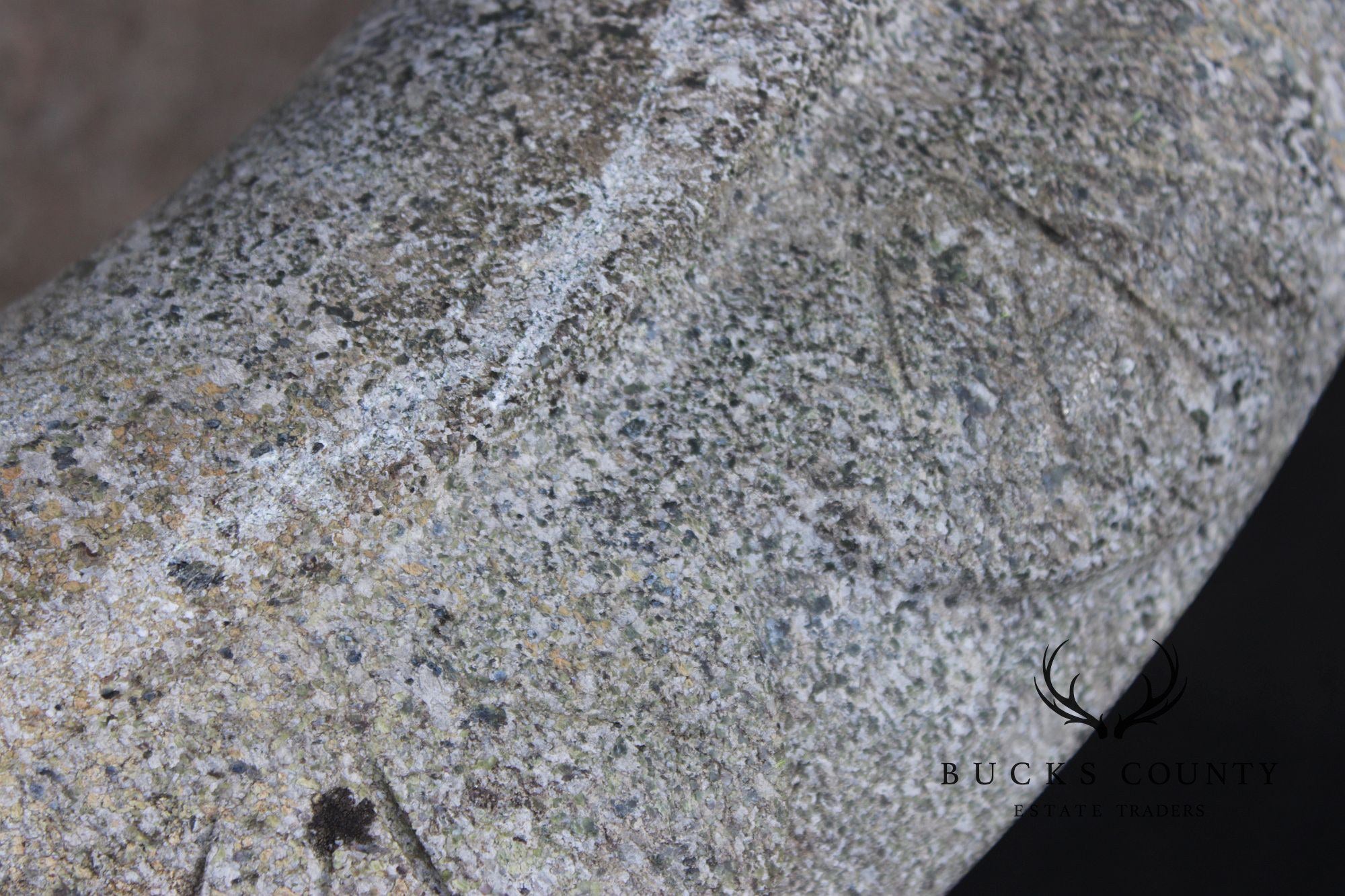 Vintage Pair Of Carved Granite Three-Piece Garden Urns On Pedestals