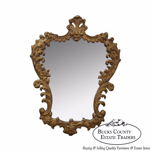 Vintage Gilt Wood Rococo Style Hanging Wall Mirror