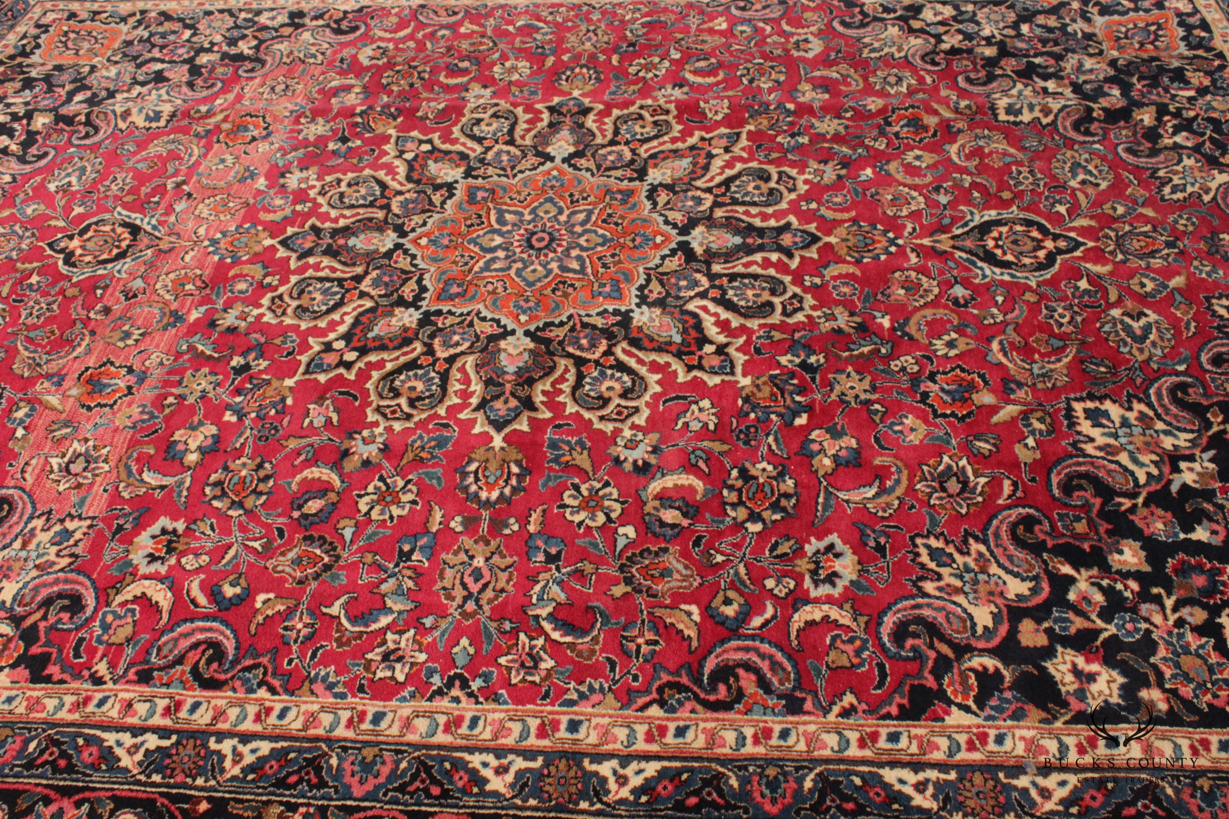 Persian Tabriz Wool Area Rug With Medallion 13' x 10'