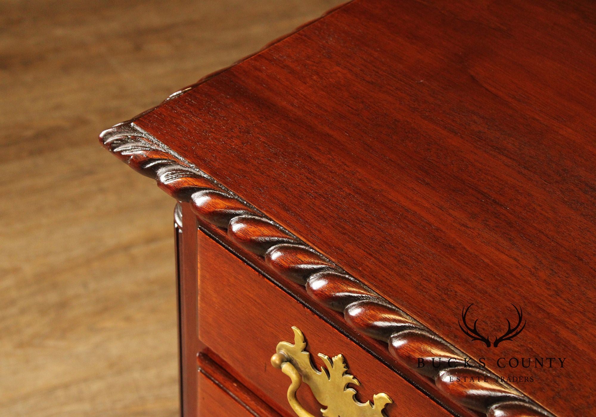 Antique Chippendale Style Carved Mahogany Partners Desk