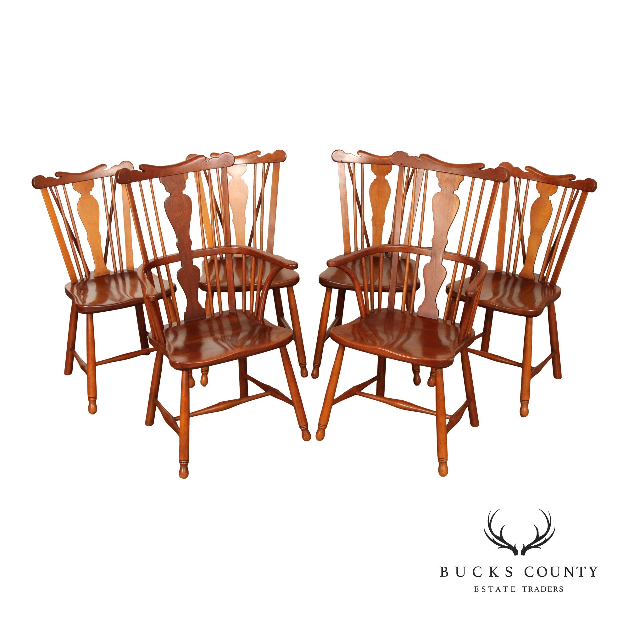 Stickley Set of Six Cherry Valley Windsor Dining Chairs