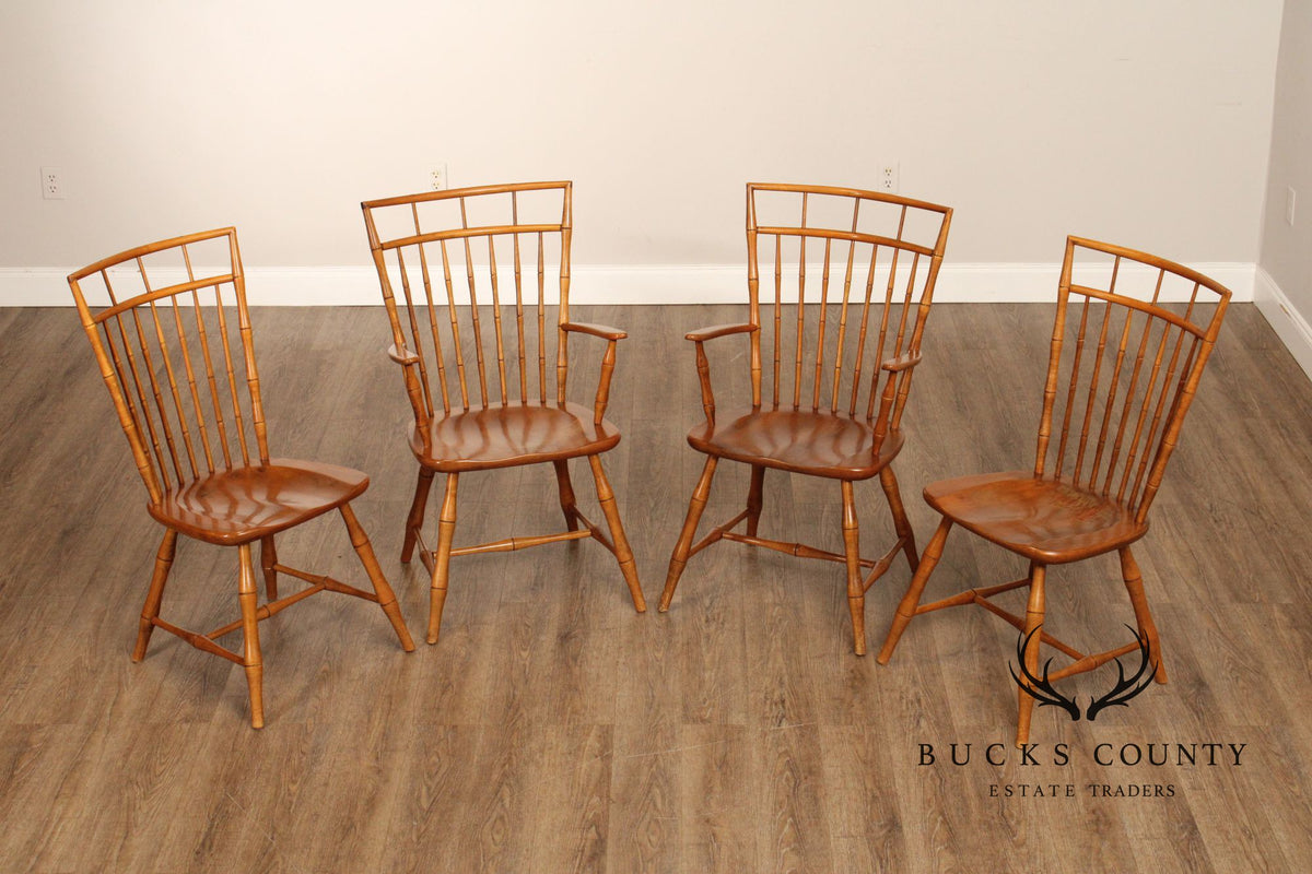 Ethan Allen Set of Four Faux Bamboo Dining Chairs