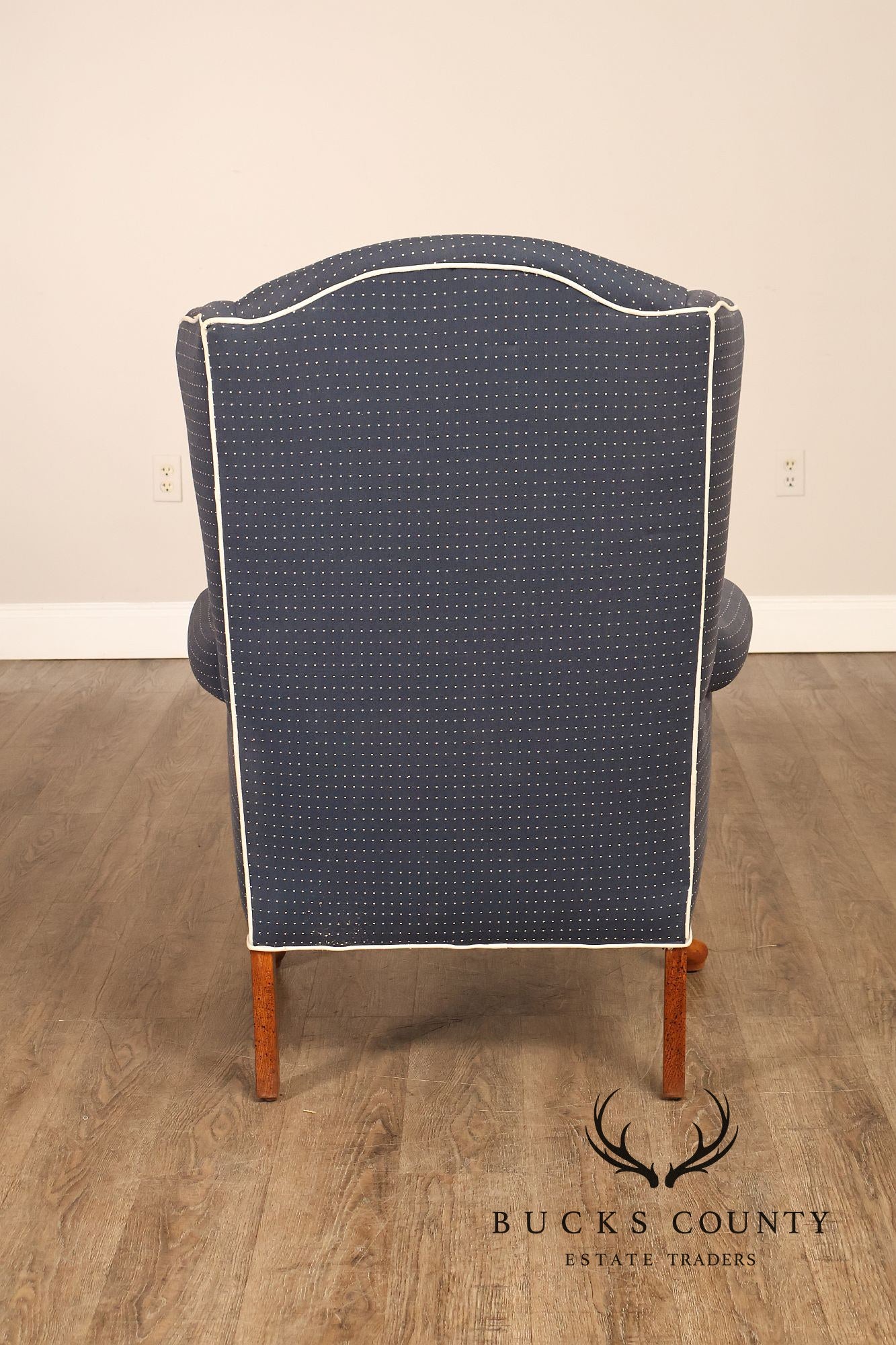 Vintage Queen Anne Style Upholstered Wing Chair