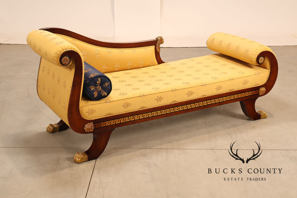 Neoclassical Empire Style Mahogany Chaise Lounge With Gilt Paw Feet