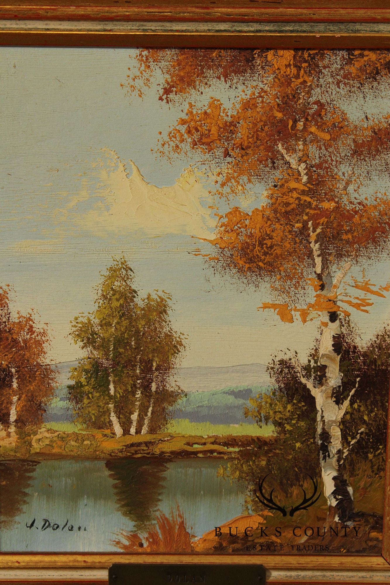J. Dolan Landscape Oil Painting, Changing Birch Trees
