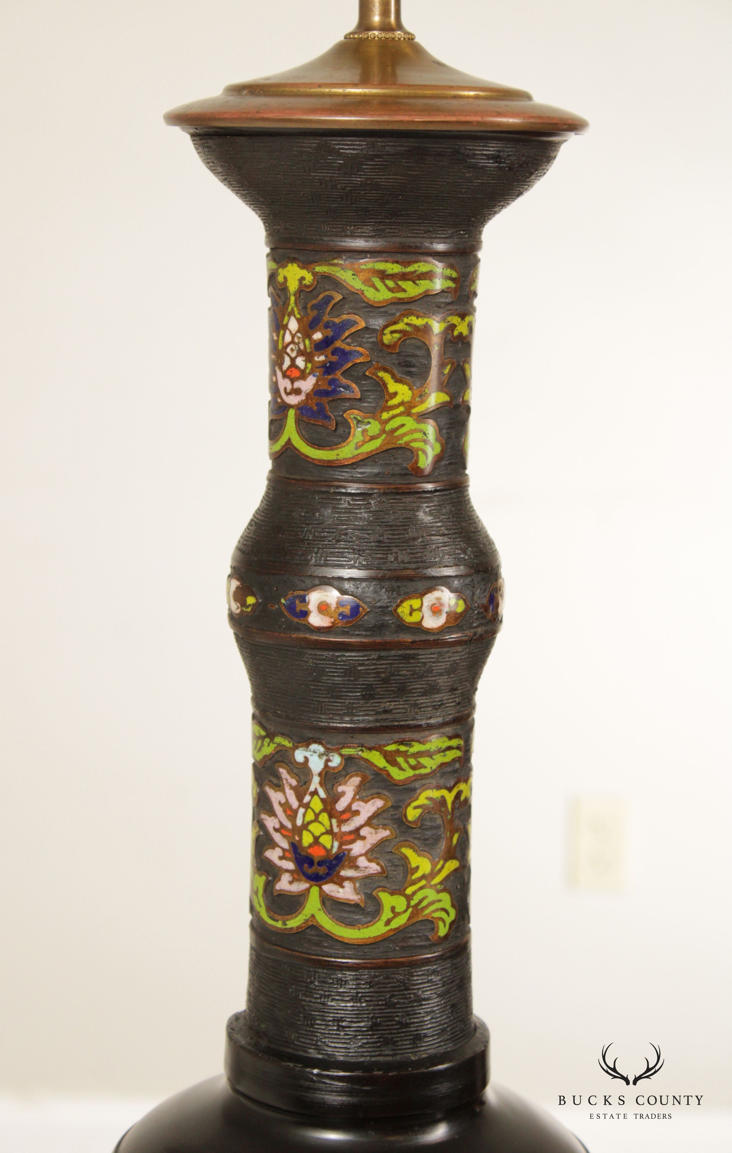 Asian Style Champlevé Enamel Bronze Table Lamp