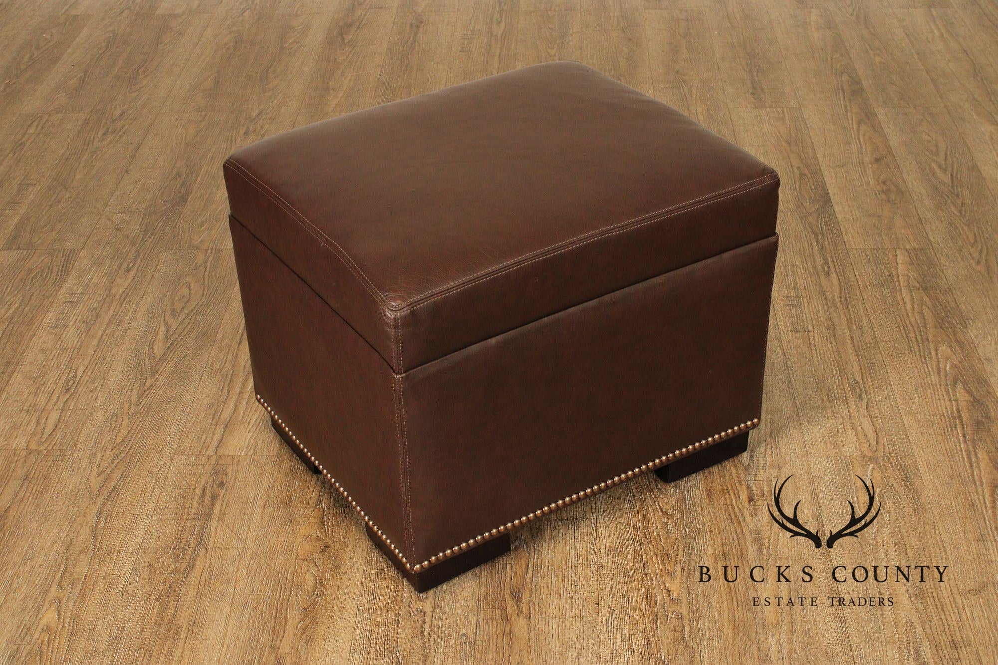 Traditional Leather Club Chair and Ottoman