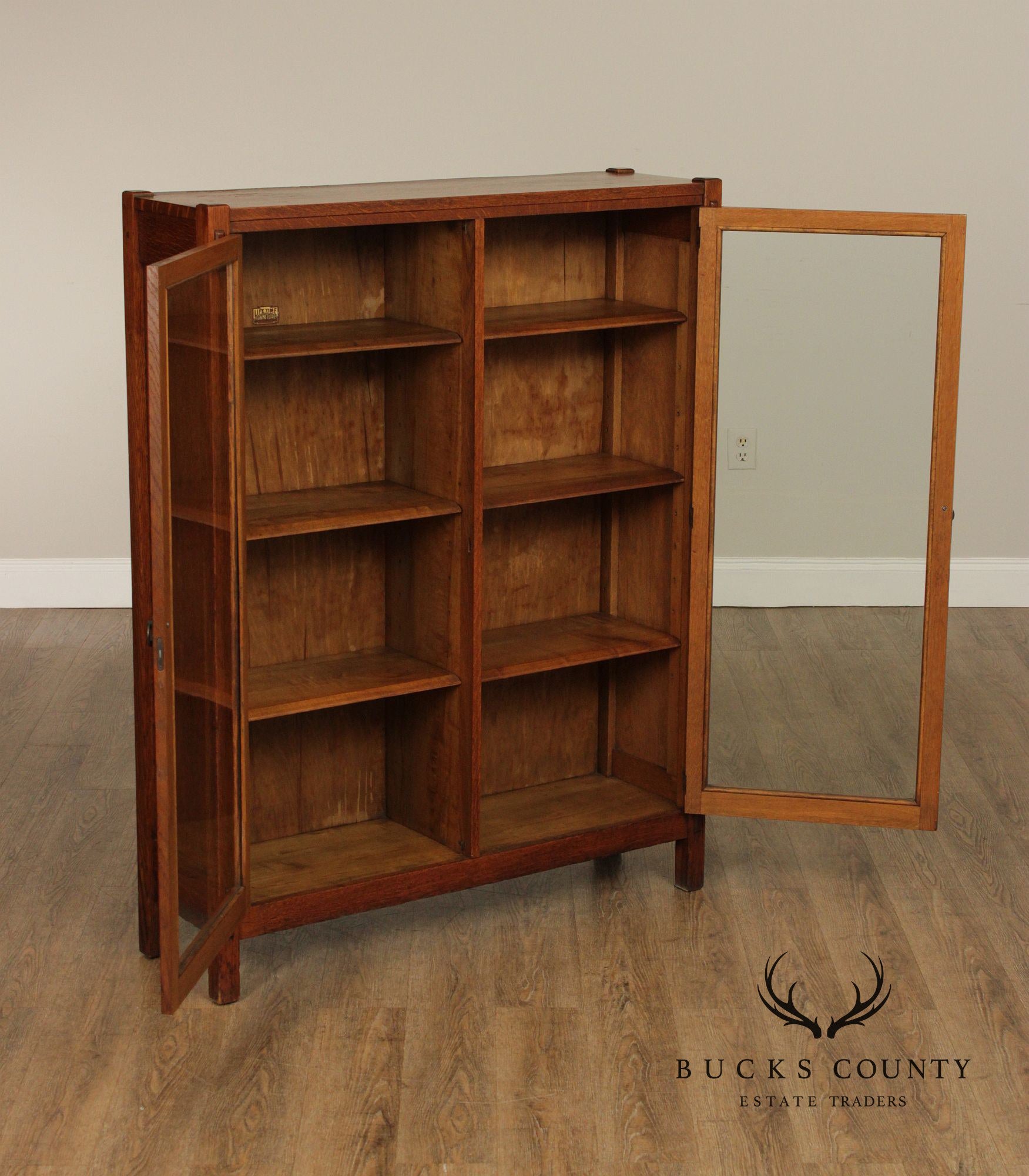 Lifetime Furniture Antique Mission Oak Two-Door Bookcase