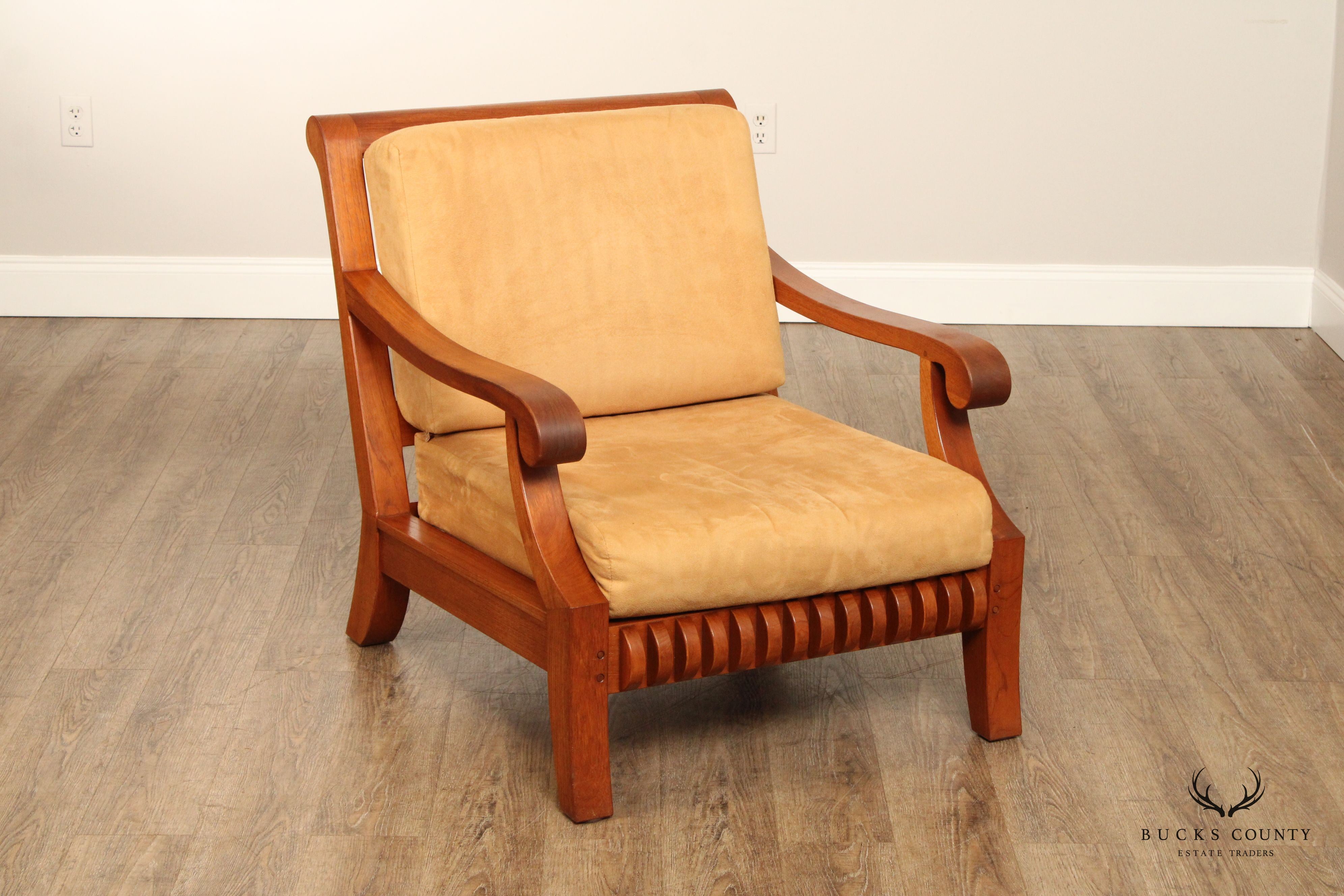 Smith & Hawken Pair of Teak Outdoor Patio Lounge Chairs