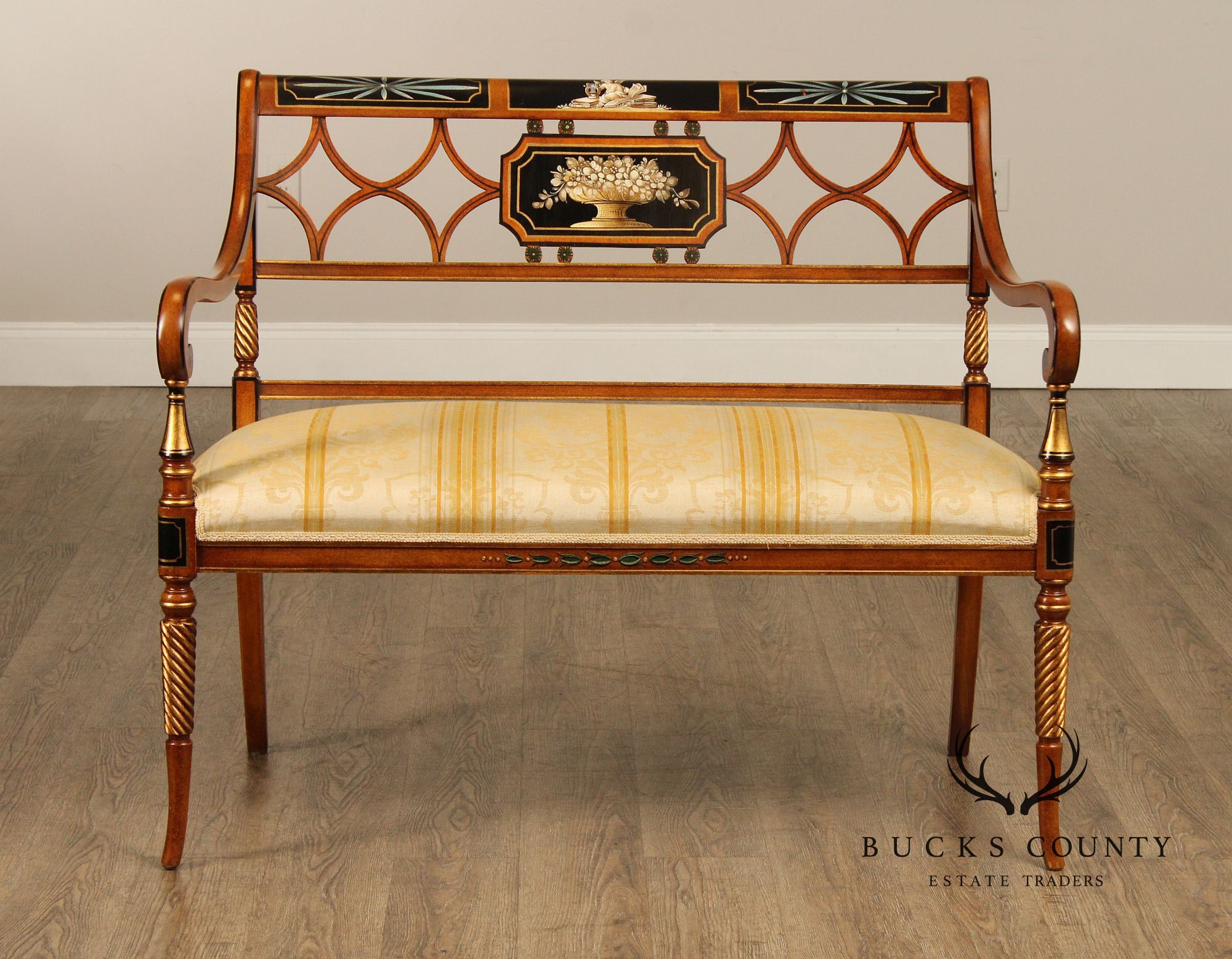 Galimberti Lino Italian Regency Style Paint Decorated Settee