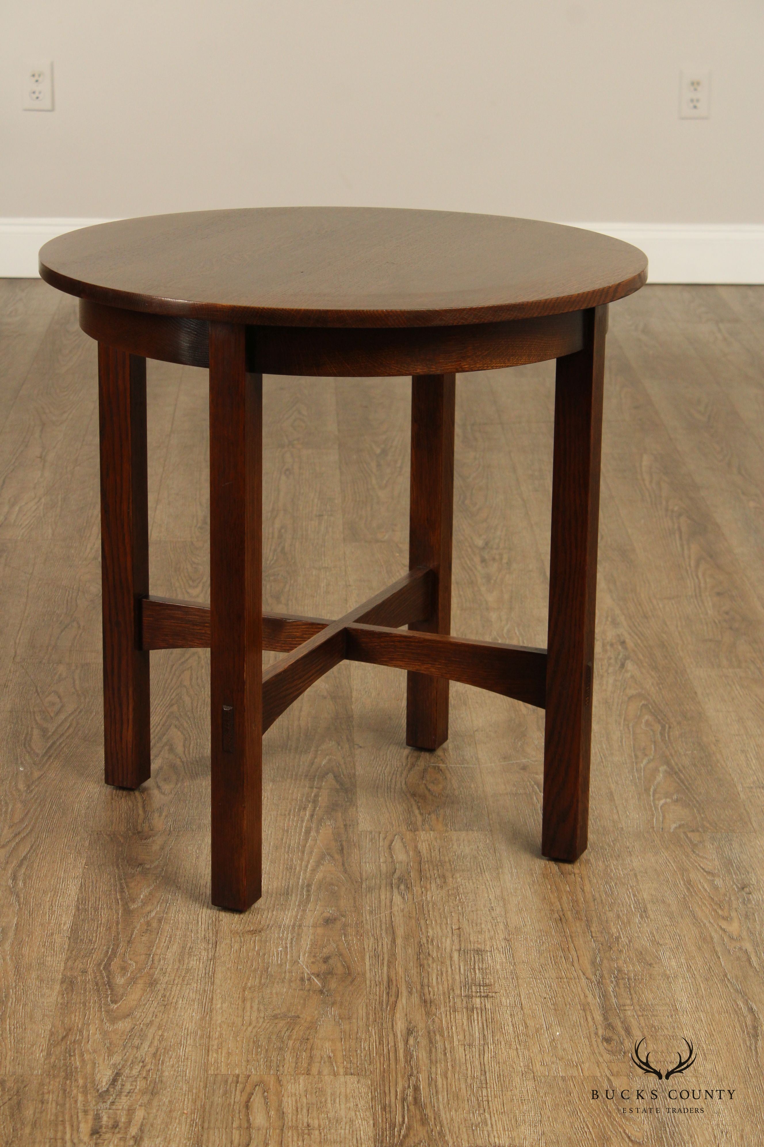 Stickley Mission Collection Oak Round Lamp Table