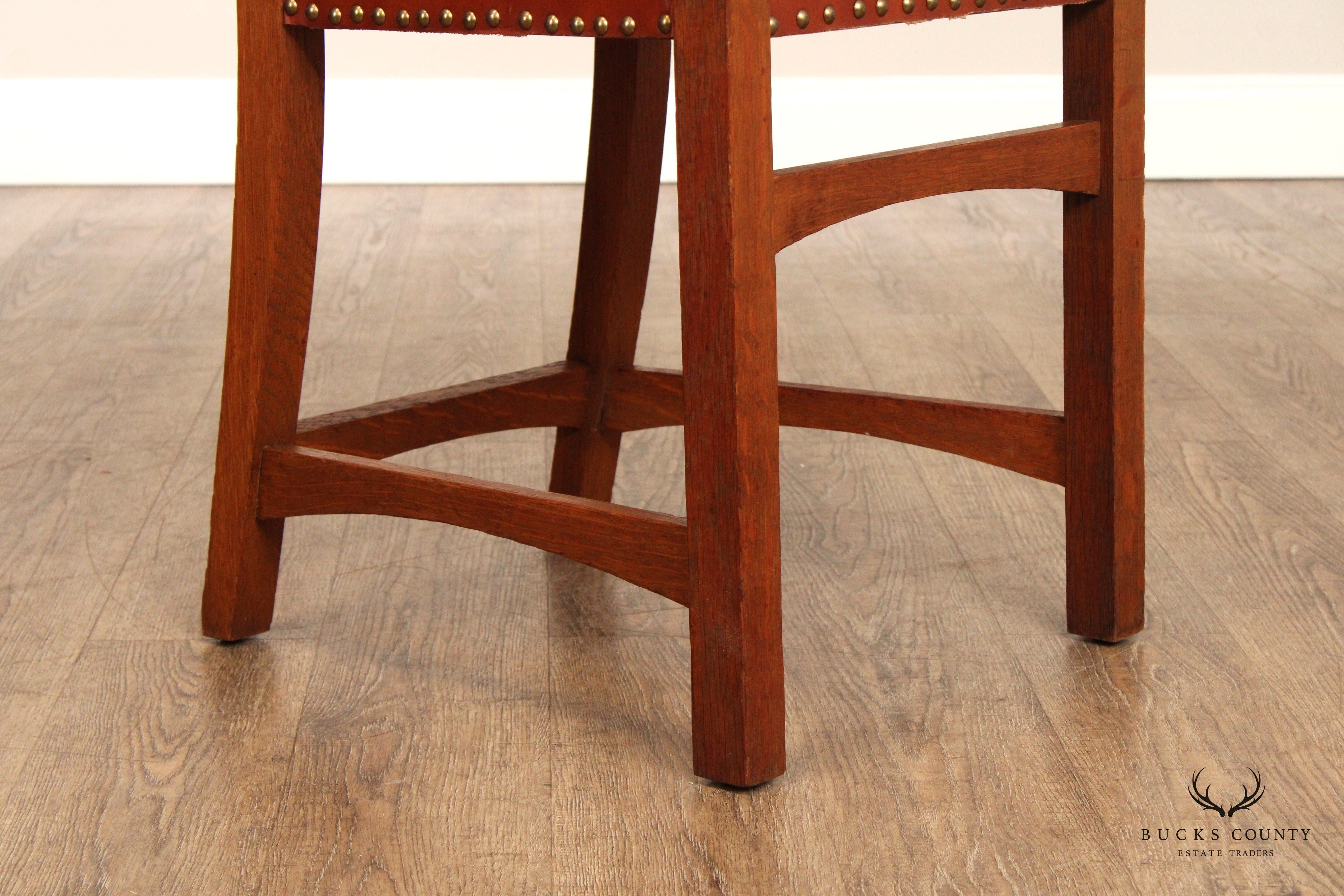 Antique Mission Oak and Leather Side Chair