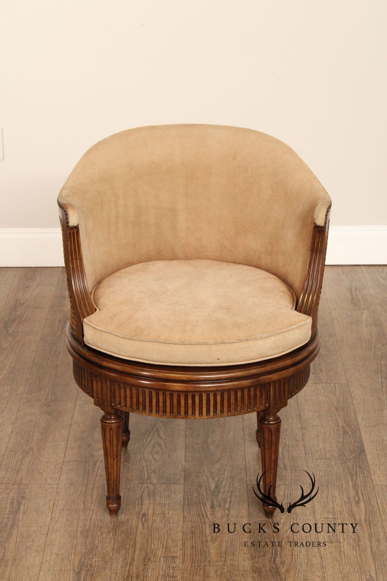 Baker Furniture French Louis XVI Style Swivel Barrel Chair