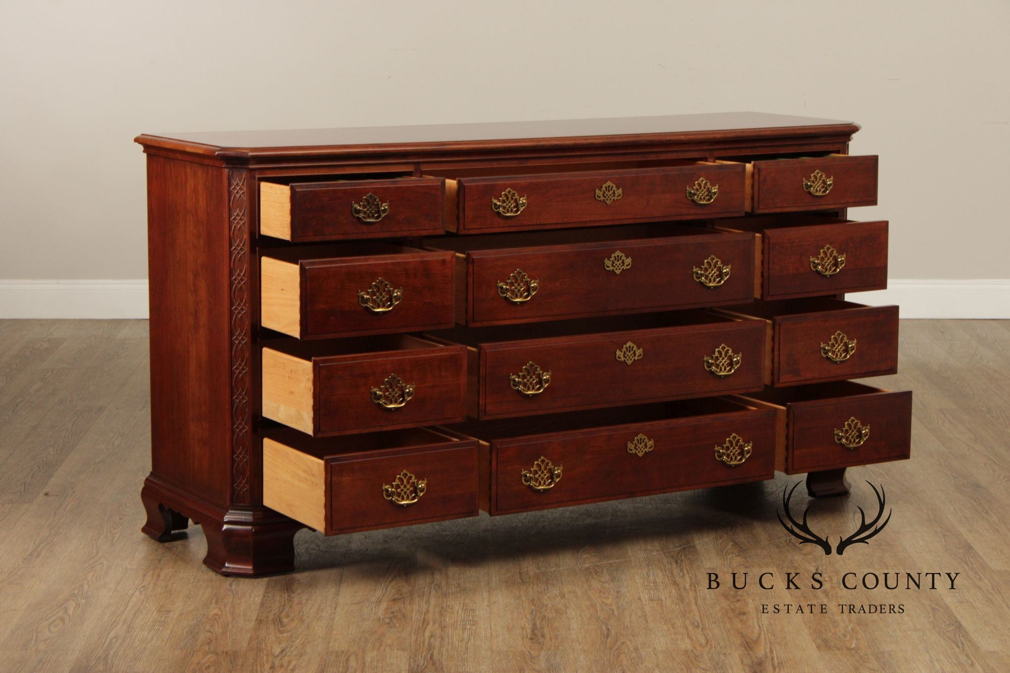 Pennsylvania House Chippendale Style Cherry Triple Chest