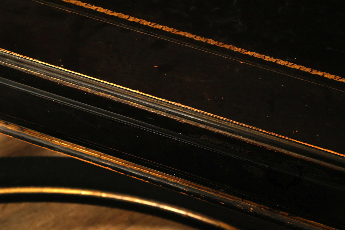 Century Furniture Ebonized And Gilt Executive Writing Desk With Leather Top