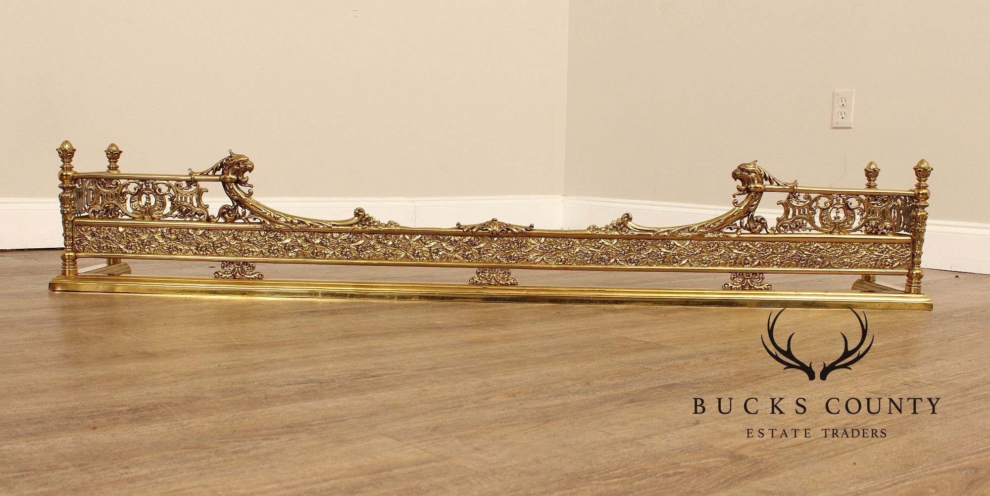 French Louis XV Style Gilt Brass Fireplace Fender