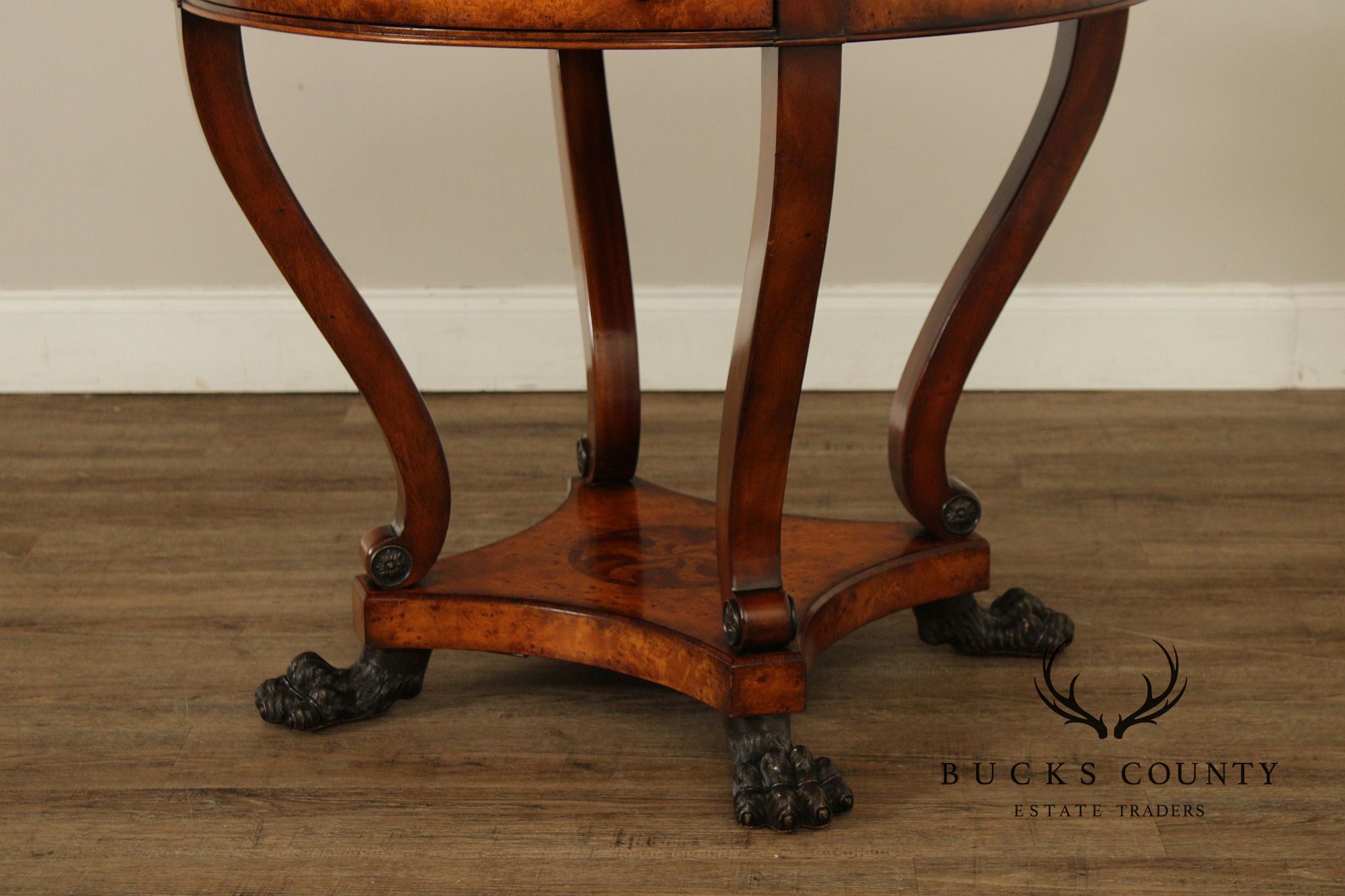 Theodore Alexander Round Inlaid Burlwood Center Table