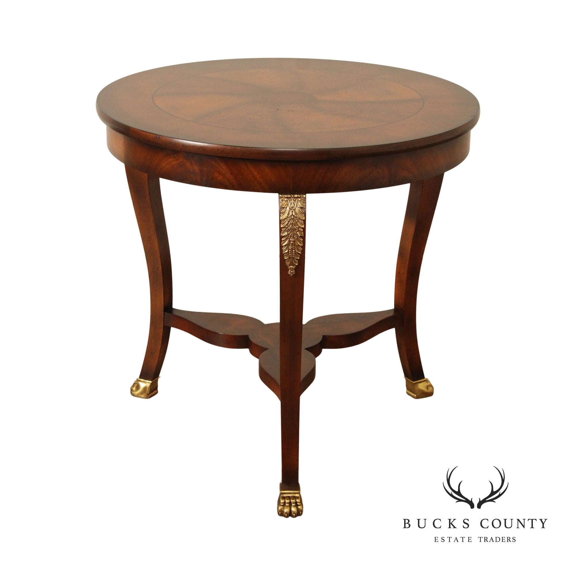 Baker Furniture Empire Style Round Top Mahogany Center Table