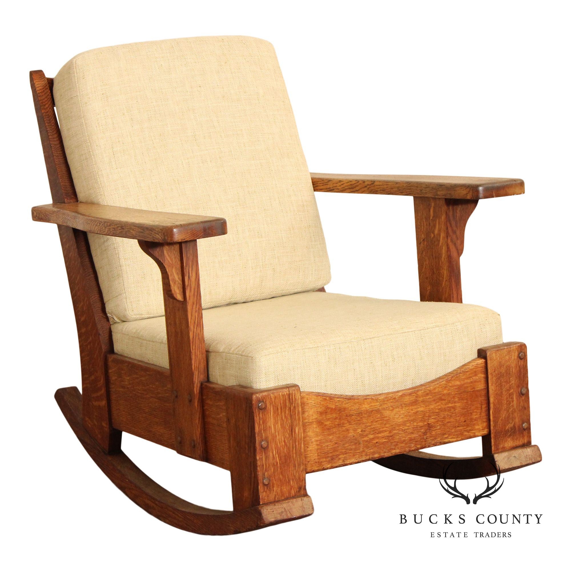 Limbert Antique Mission Oak Paddle-Arm Rocker